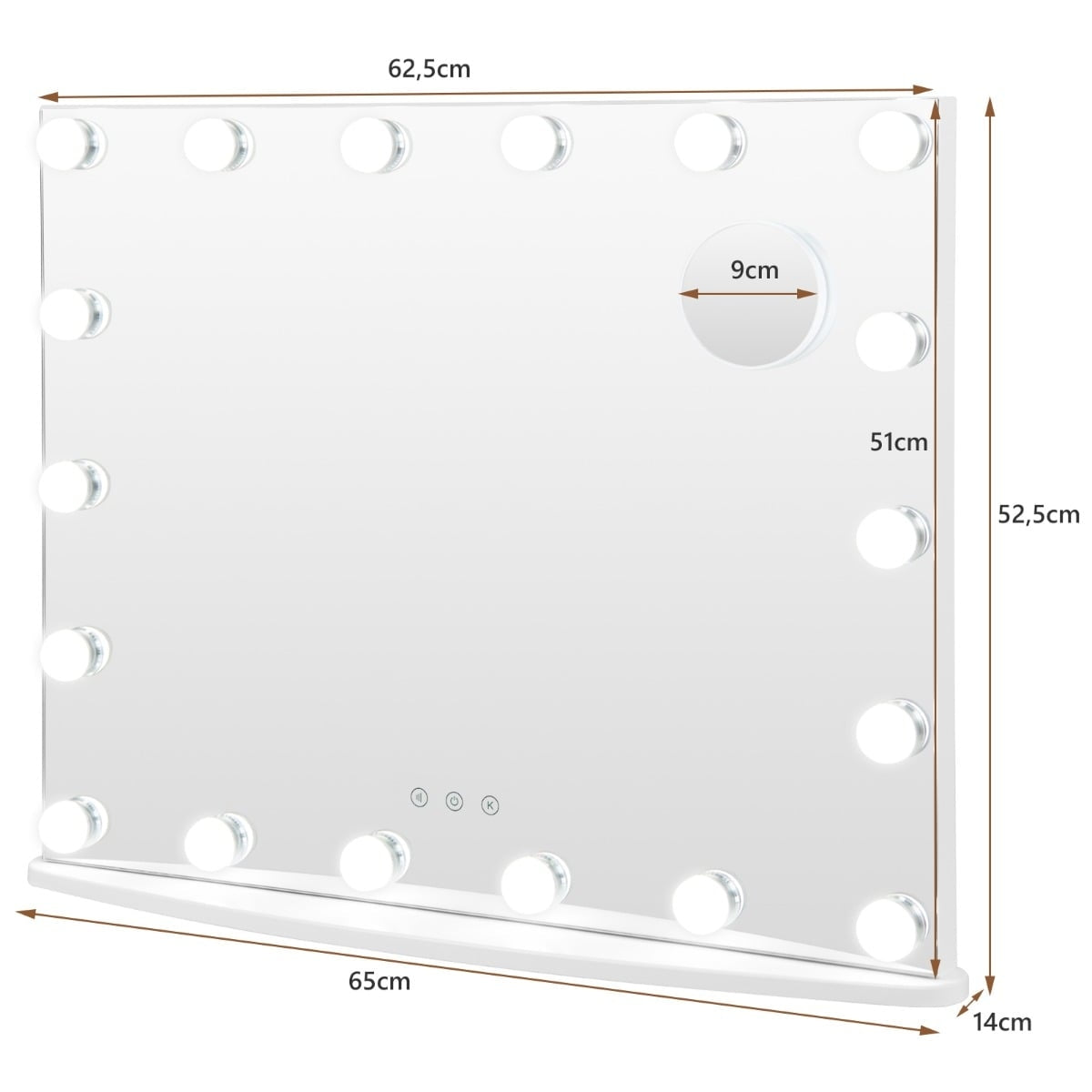 Hollywood Vanity Mirror with Lights, 18 Dimmable LEDs, White