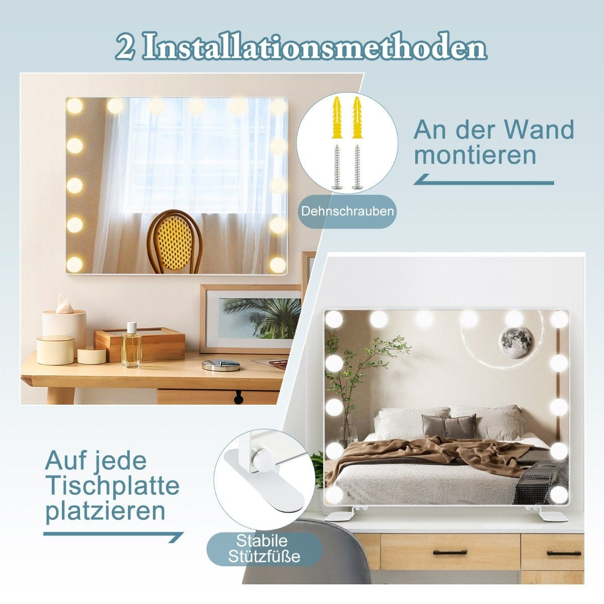 Hollywood makeup mirror with lighting & intelligent touch control desk mirror