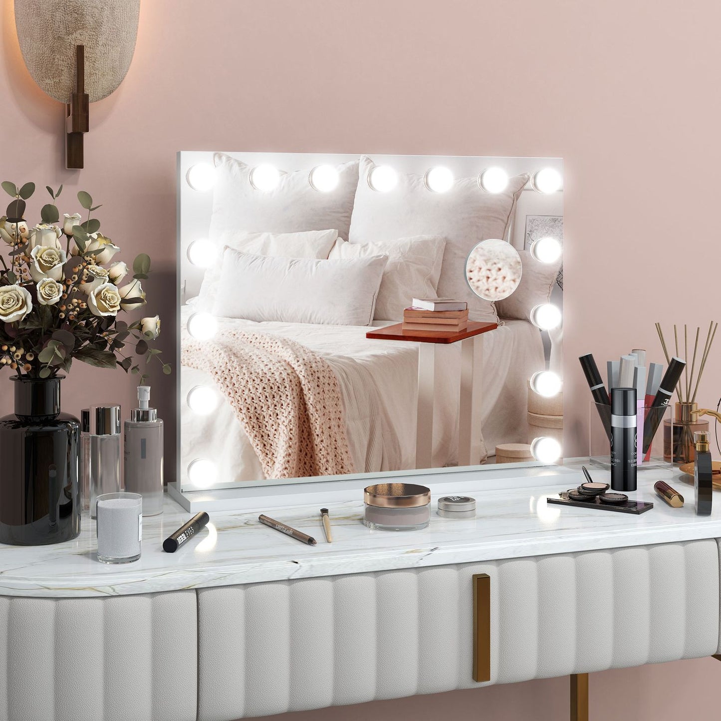 Hollywood makeup mirror, 15 LED, 3 modes, 10X magnification, USB