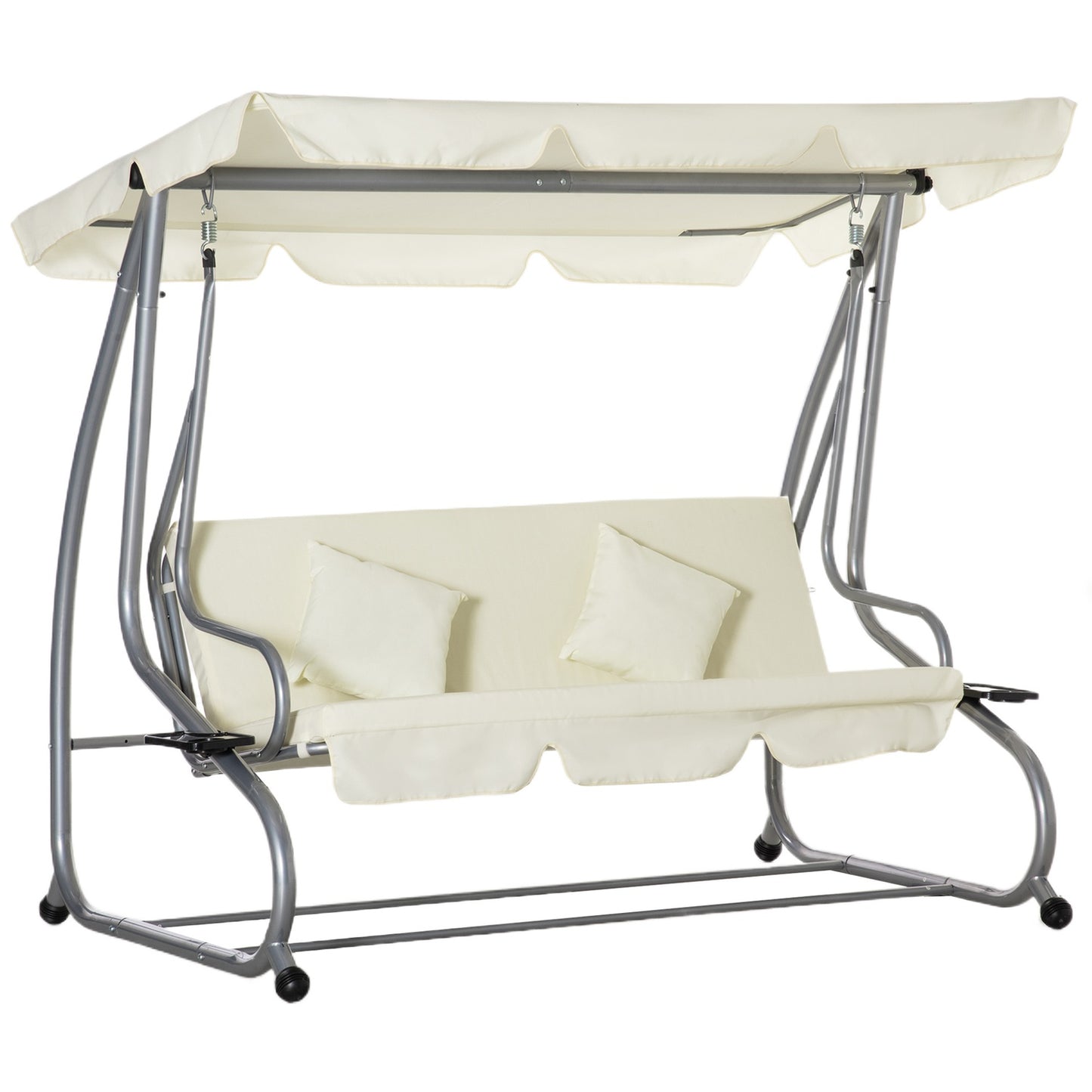 Beige 3-seat rocking chair with adjustable waterproof cover