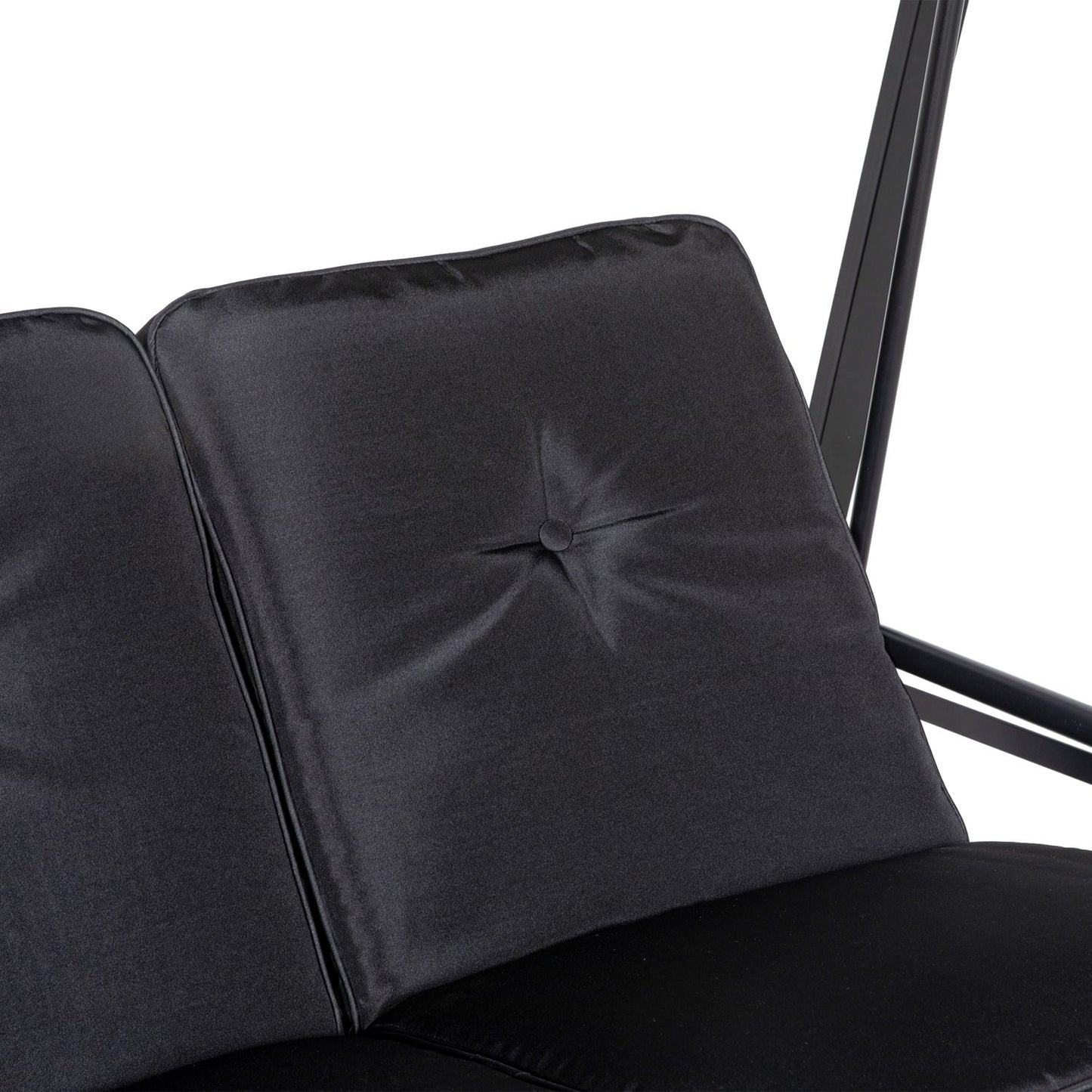 2-seat garden swing with cushion and adjustable roof, black