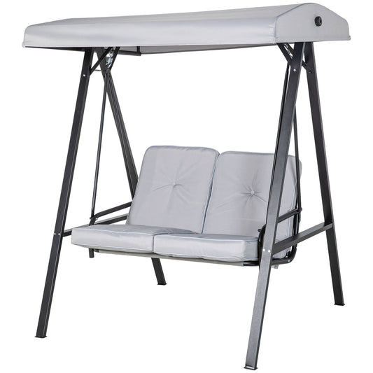 2-seat garden swing with adjustable roof, grey, 220 kg capacity
