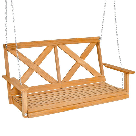 Hollywood swing for 2 people with adjustable chains can hold up to 240 kg, 134 cm natural