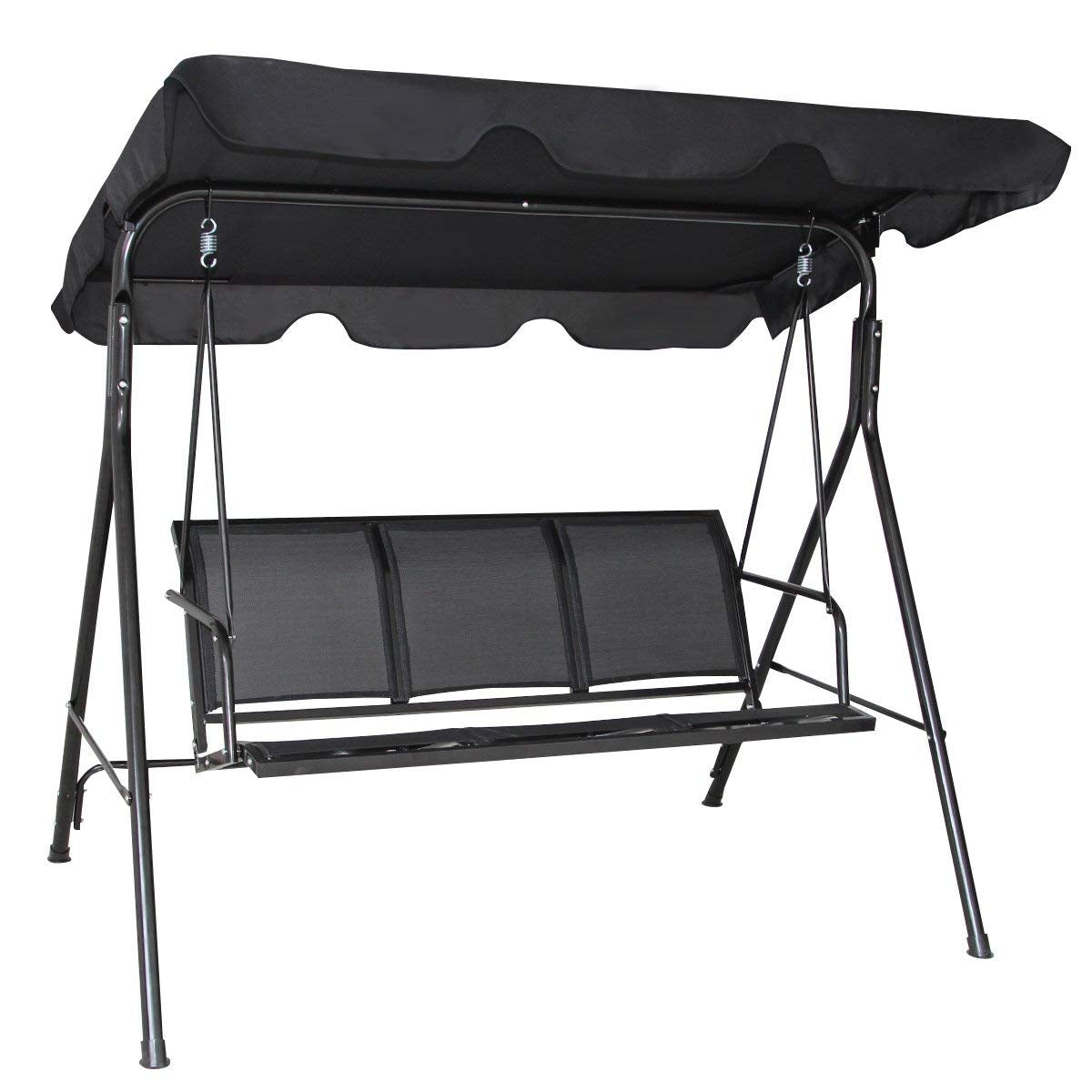 Hollywood swing garden swing swing bench garden lounger with sun canopy 3-seater black