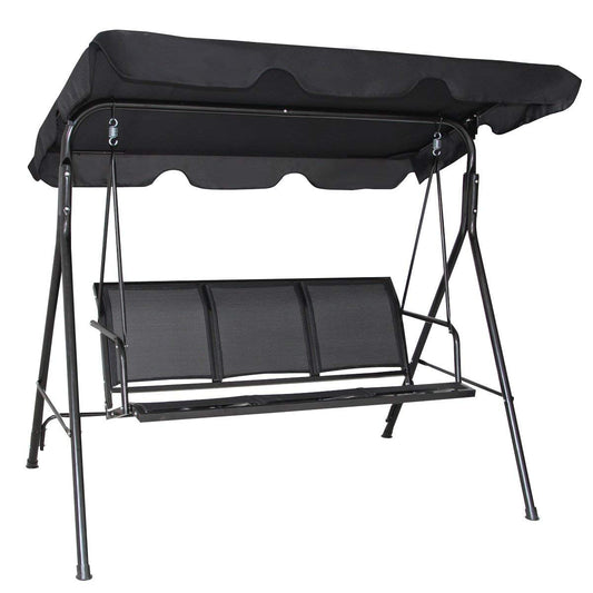 Hollywood swing garden swing swing bench garden lounger with sun canopy 3-seater black