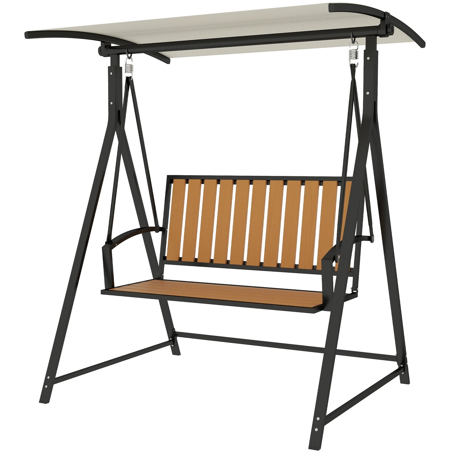 2-seat garden swing with adjustable canopy, weatherproof