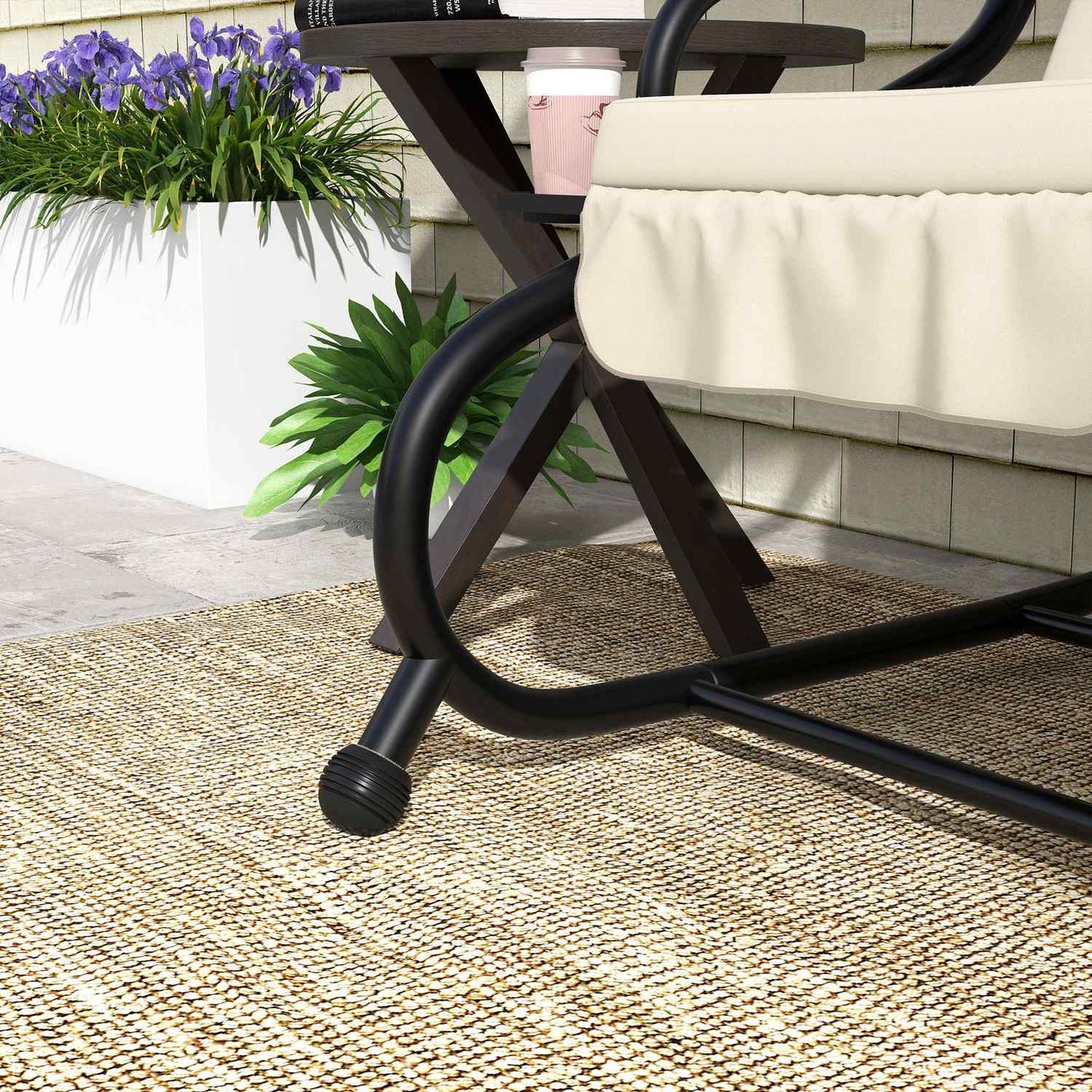 3-seat garden swing with adjustable roof and table