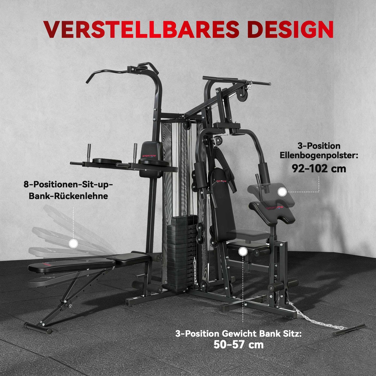 Home Gym Station – Adjustable Weight Bench, 10+ Exercises