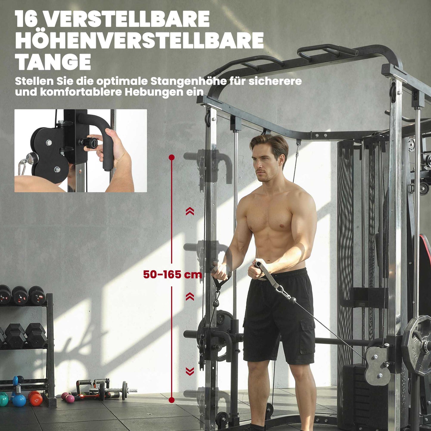 Home Gym Station with 65kg Weights, Lat Pull, Preacher Bench