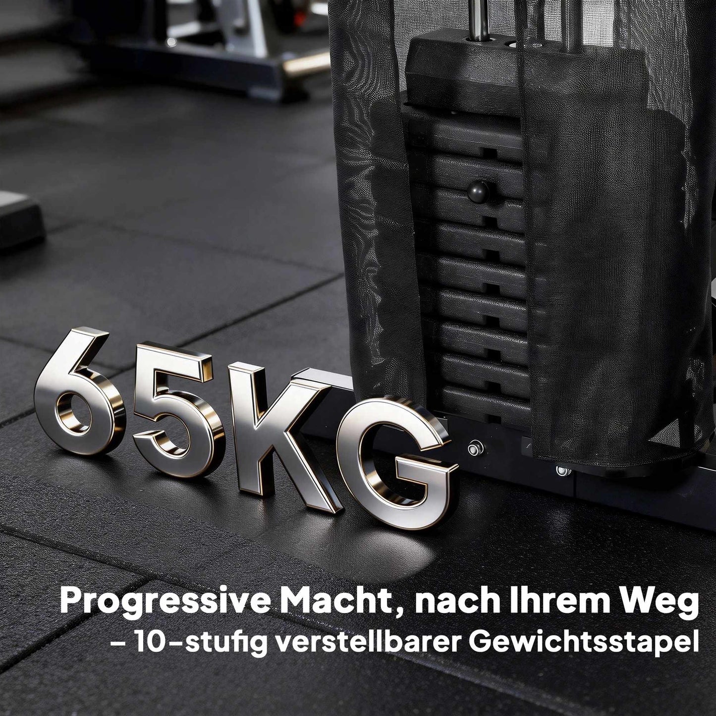 Home Gym Station with Leg Press, Adjustable Seat, 65kg Weights