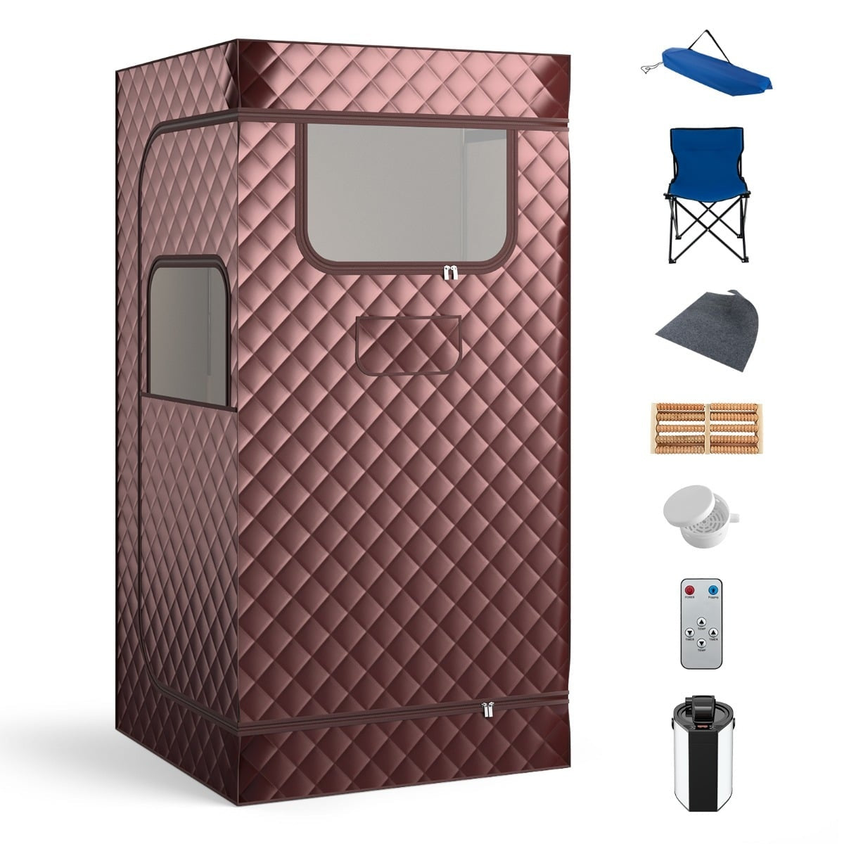 Home Sauna Tent with 3L Steam Generator, Coffee Color