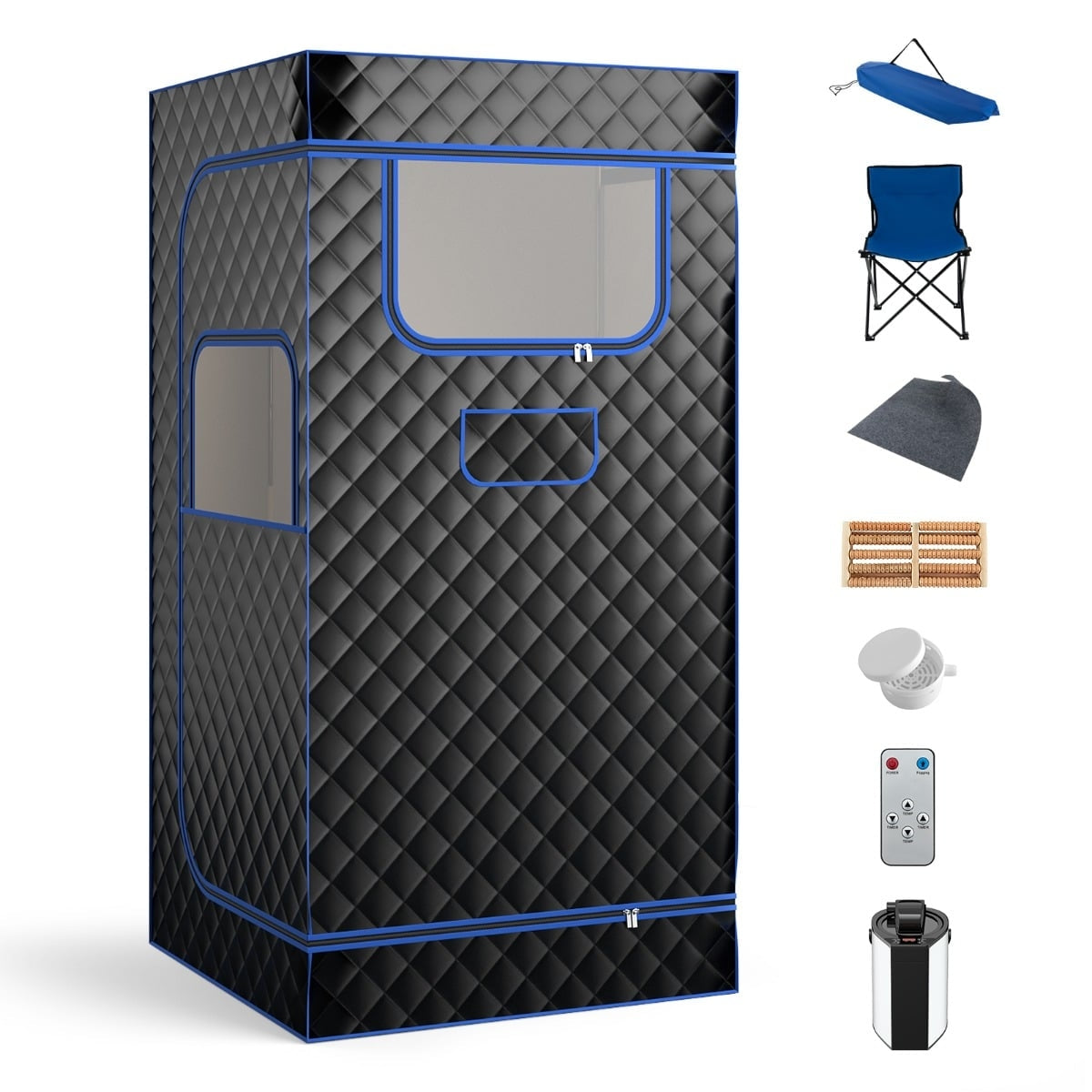 Home Steam Sauna Tent with 3L Generator, Black, 91x91x183 cm