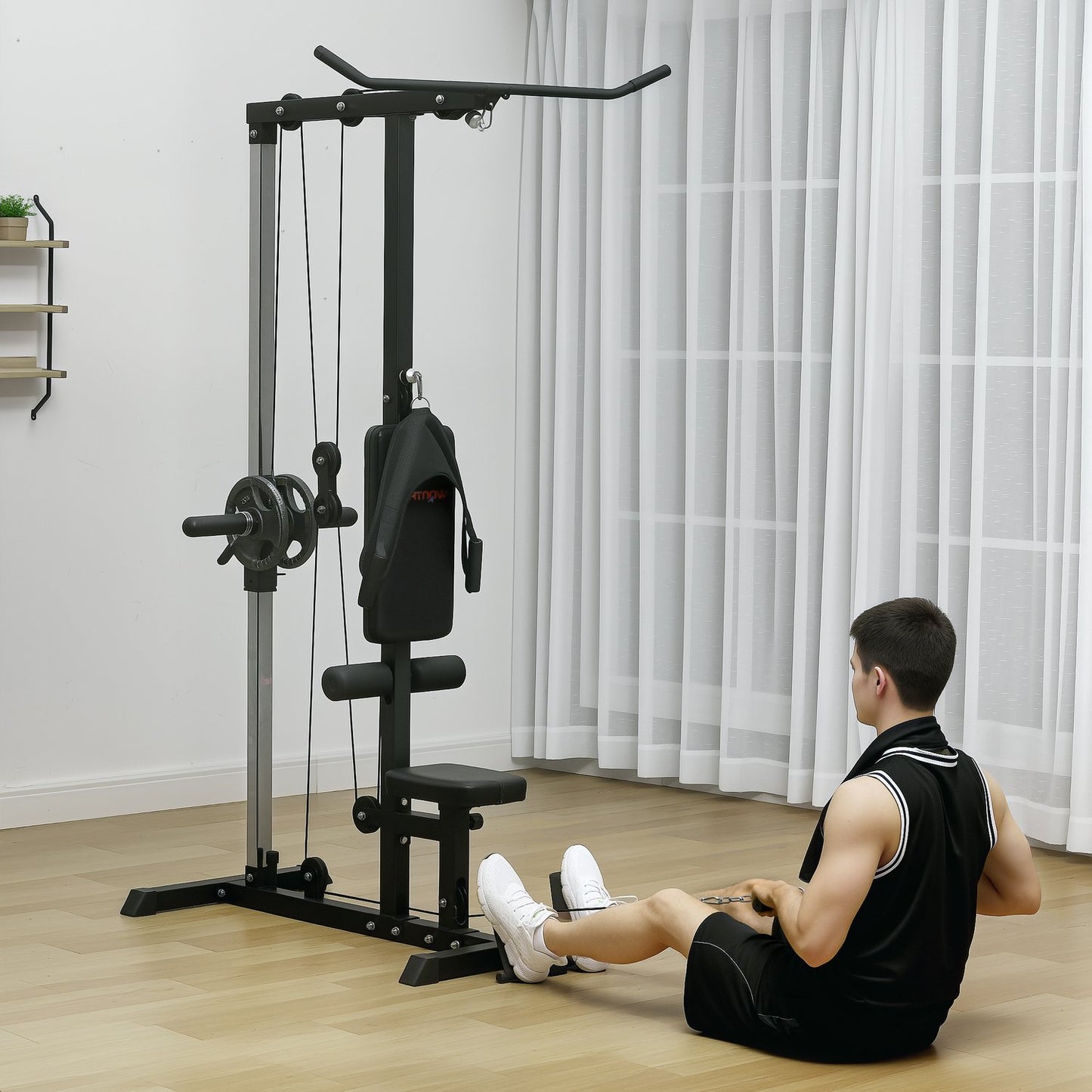 Home gym, rowing machines, without weights, fitness equipment for the home, steel, synthetic leather, black