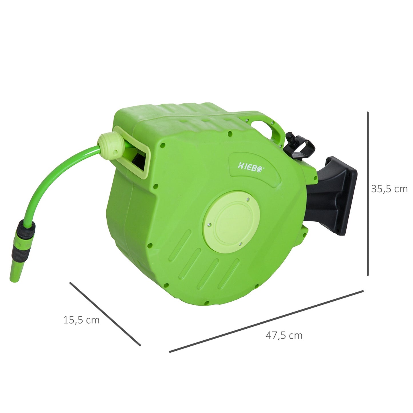 Automatic hose reel 15M - Swivel, green, for air & gardening