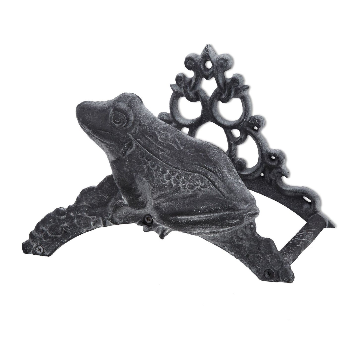 Hose holder in cast iron with frog motif