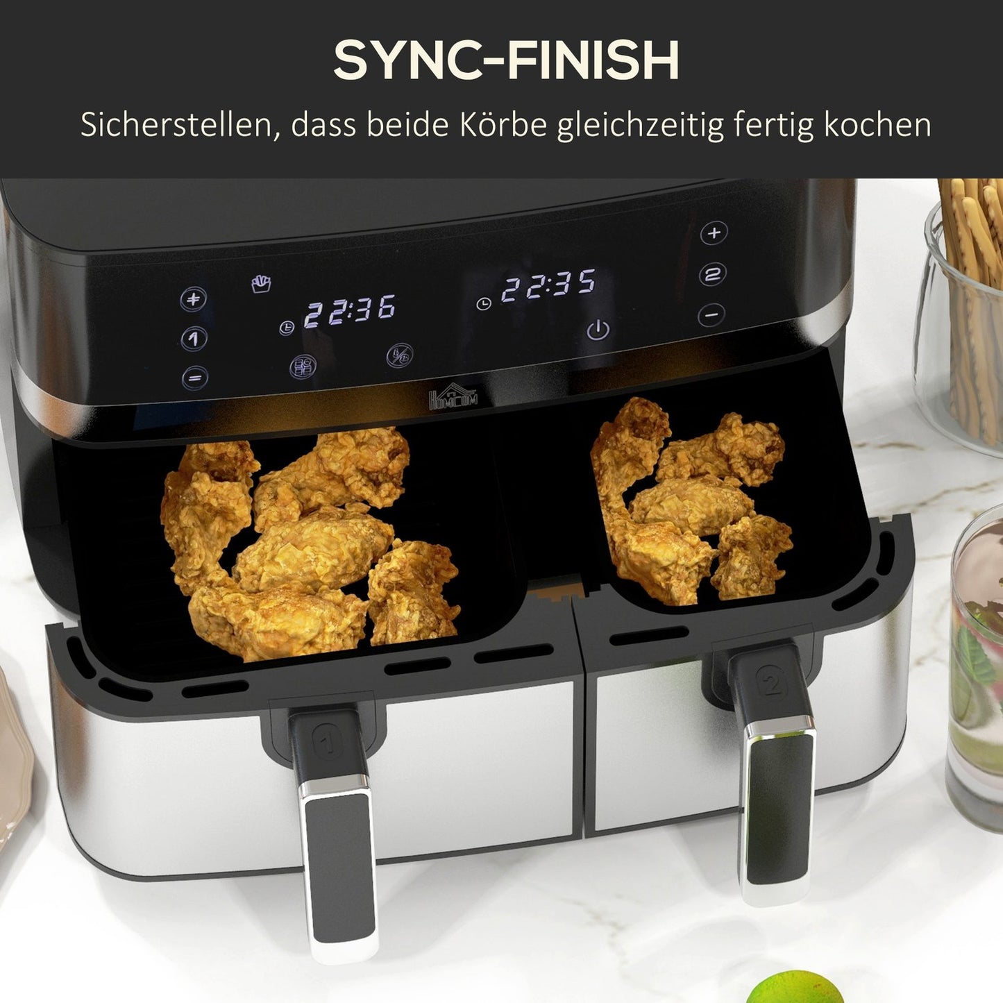 Hot Air Fryer 8.5L - Double chamber, non-stick, smart timer