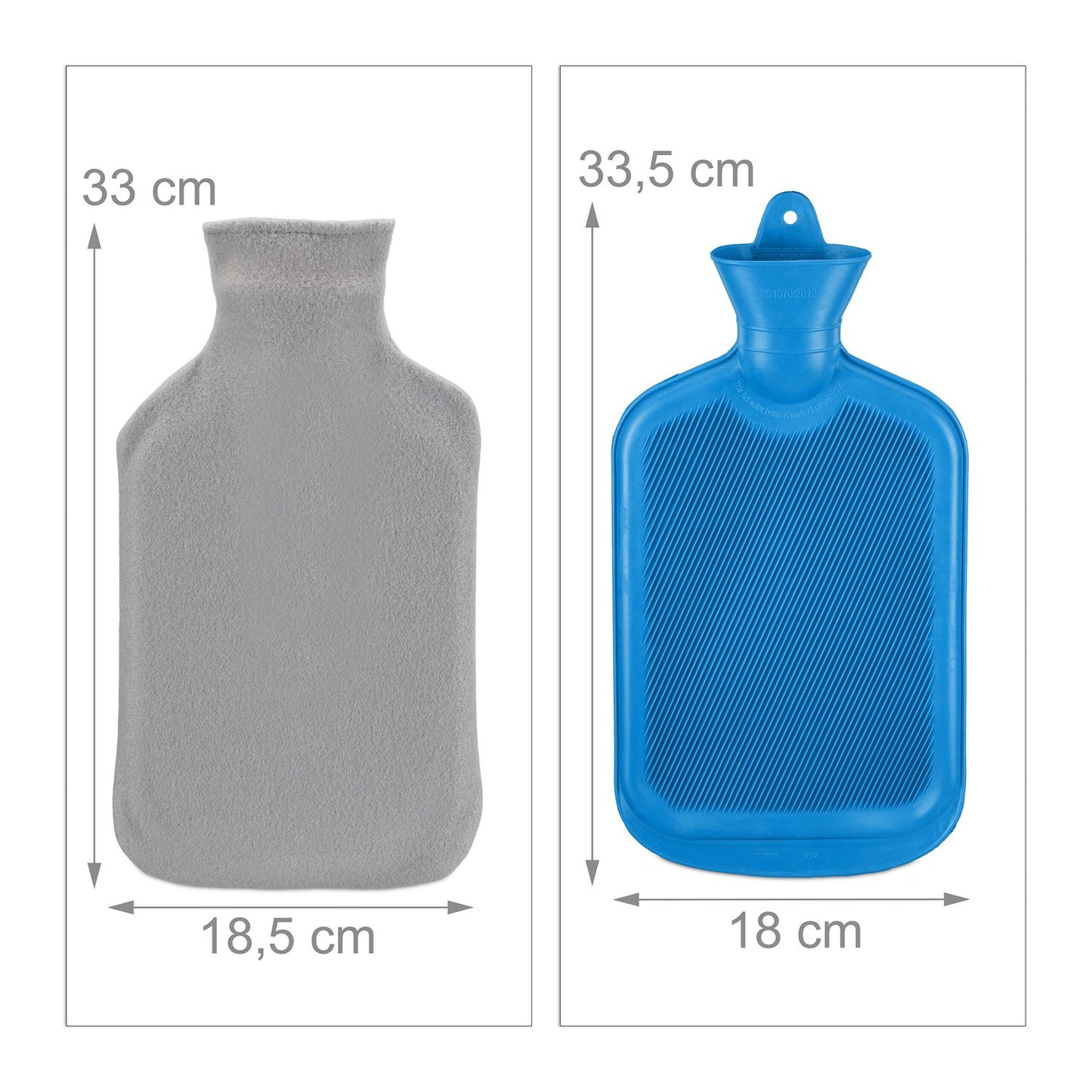Hot Water Bottle with Cover, 1.5L – Blue