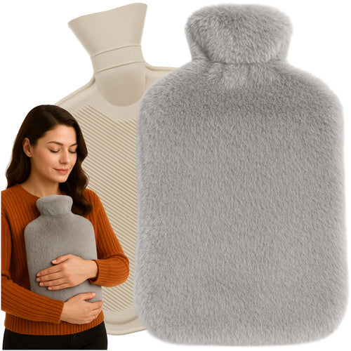 Hot Water Bottle with Plush Cover, 3.5L Capacity