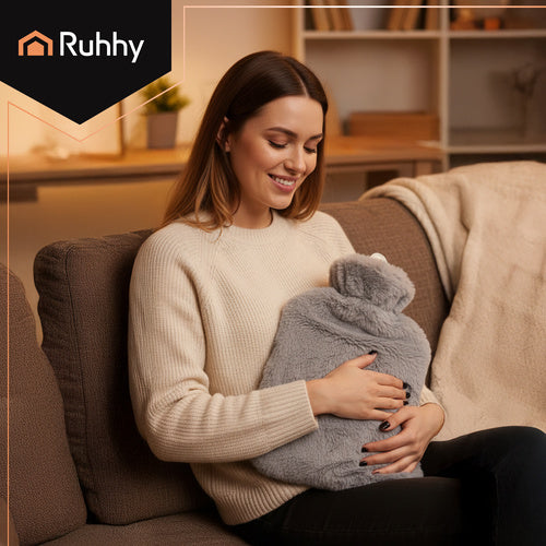 Hot Water Bottle with Plush Cover, 3.5L Capacity