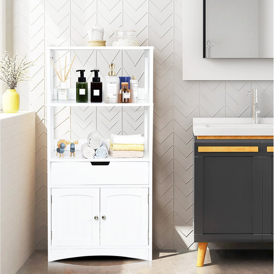 Household shelf storage cabinet kitchen shelf base cabinet with drawer white 32.5 x 60 x 122 cm
