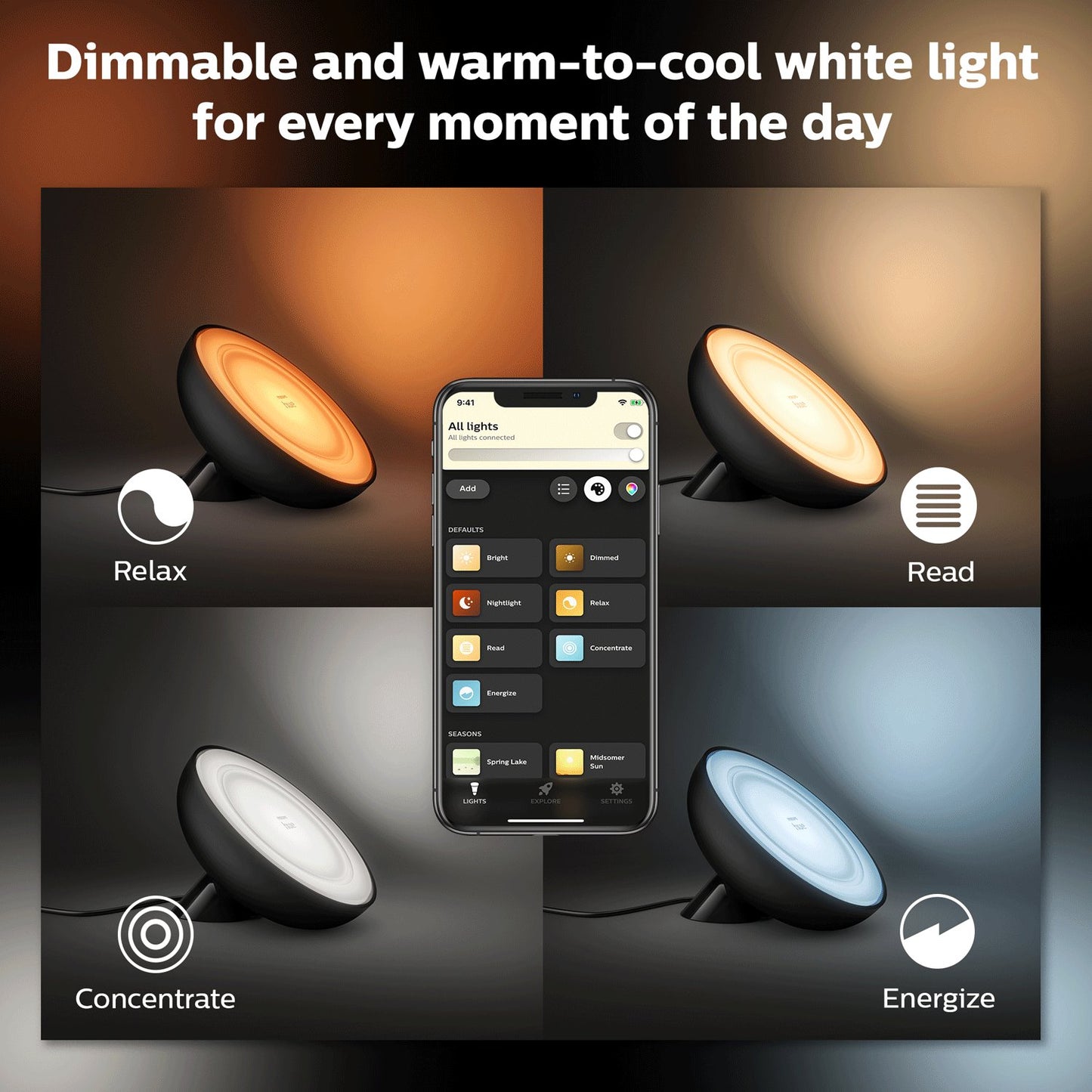 Hue Bloom Color Table Lamp Black