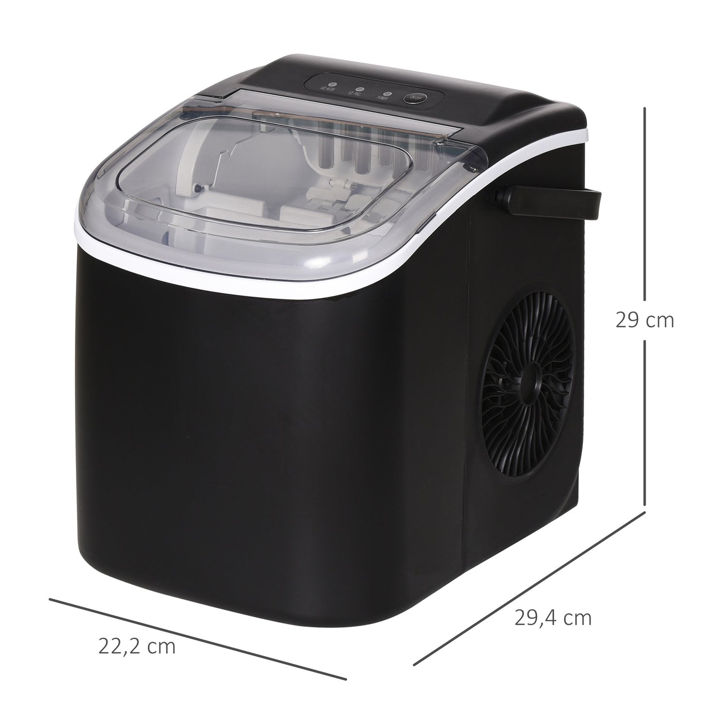 Ice Cube Maker, 9 cubes in 6-12 min, 12 kg/day, black