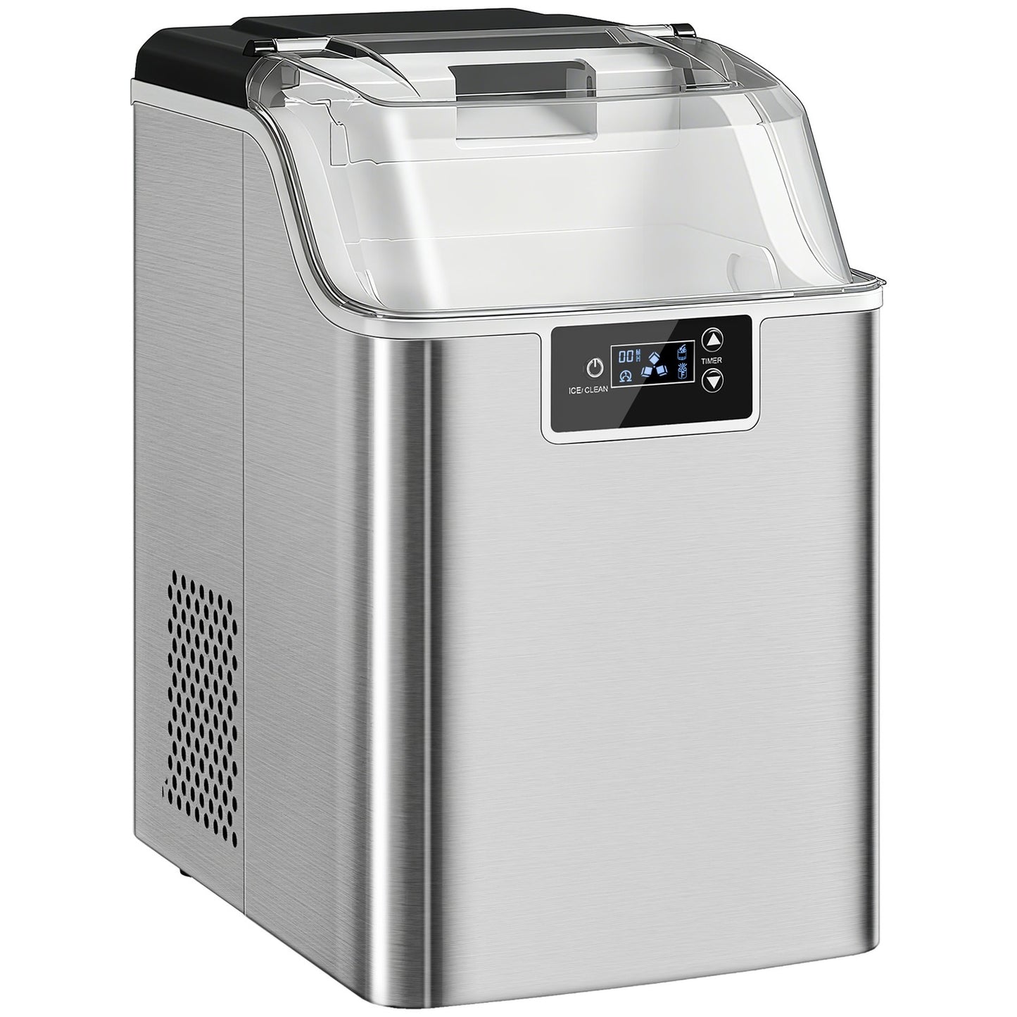 Ice Maker, 20kg/24h, 2.1L Tank, Silver