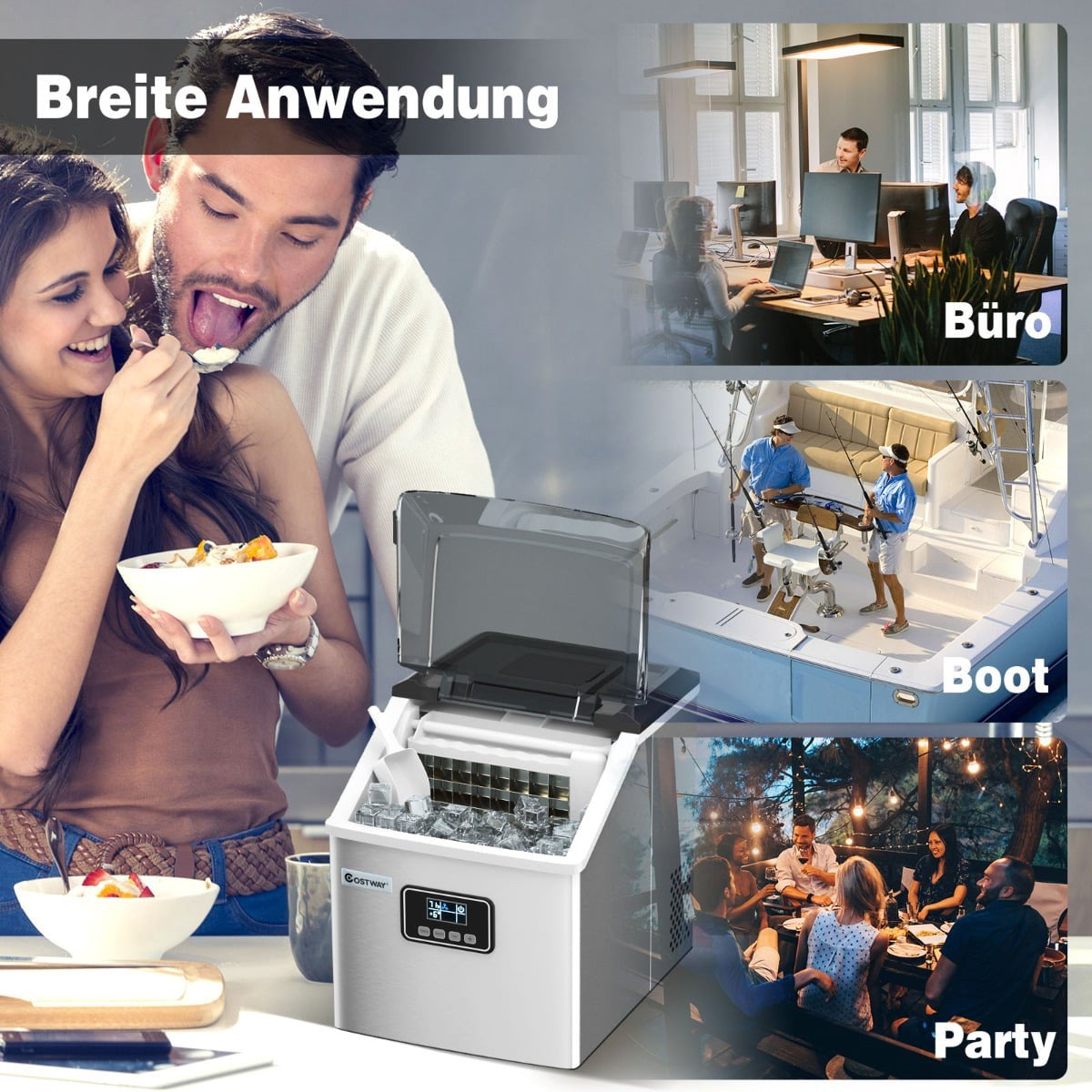 Ice Maker 2.4L with Scoop, Timer & Self-Cleaning, 18kg/24H