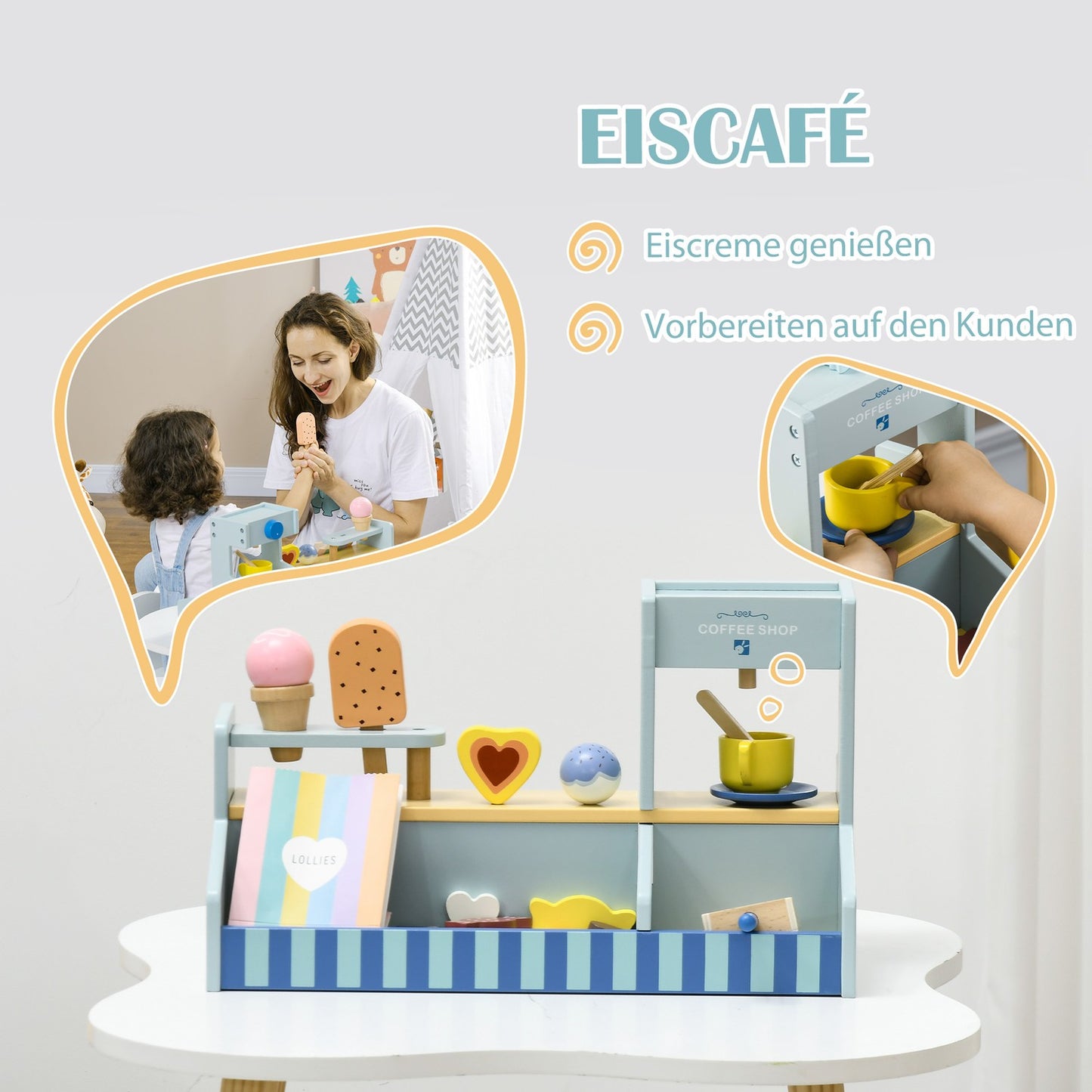 Ice cream shop for children, Light blue, 2-5 years