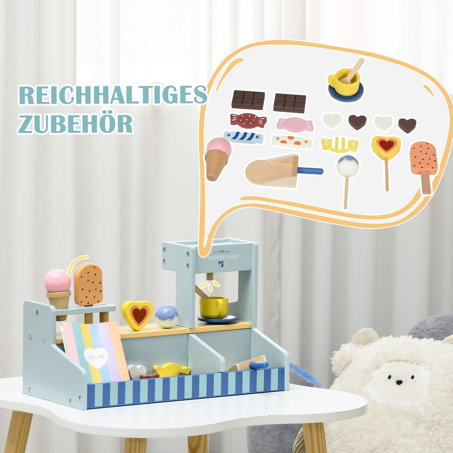 Ice cream shop for children, Light blue, 2-5 years