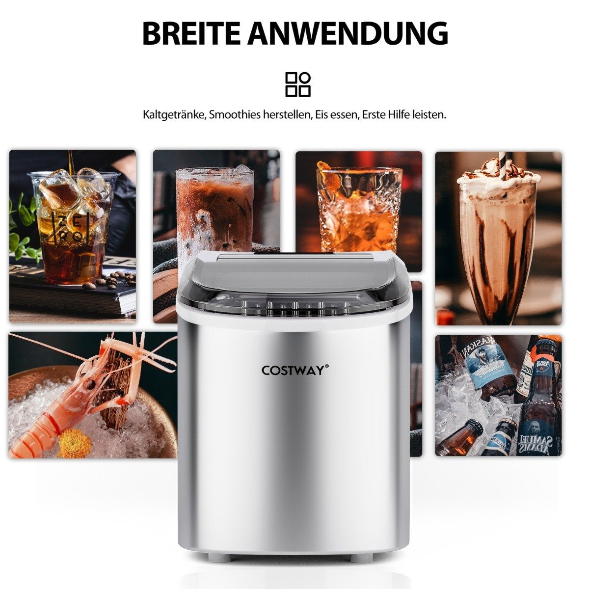 Ice cube machine 2.2 L ice cube machine with spherical ice cubes 24.5 x 35.5 x 32 cm splitters