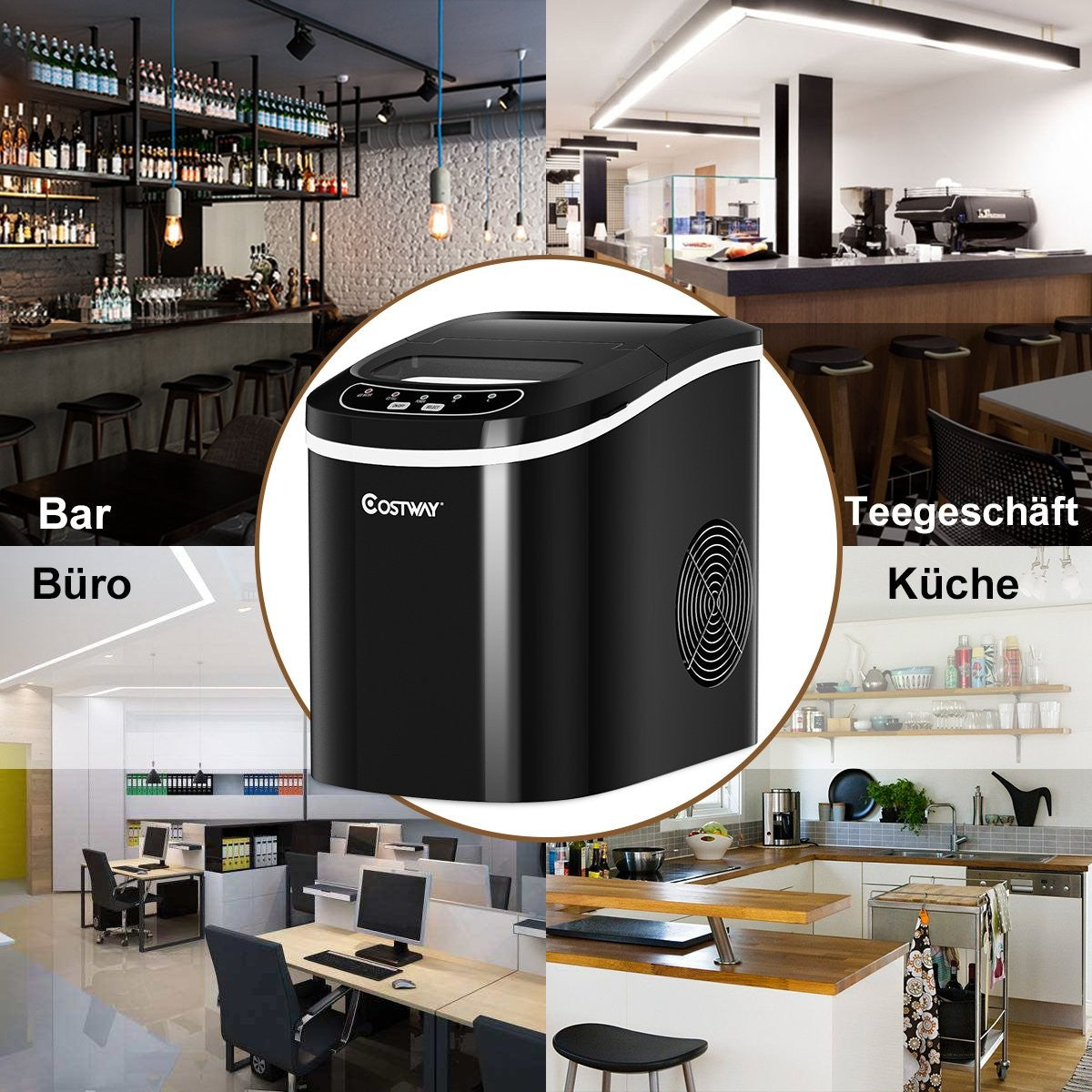 Ice cube machine ice machine including ice cube scoop black 25 x 36 x 33 cm