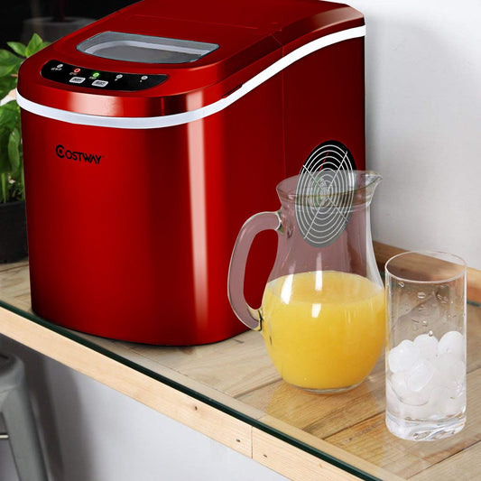 Ice cube machine ice machine including ice cube scoop red/silver 25 x 36 x 33 cm-red
