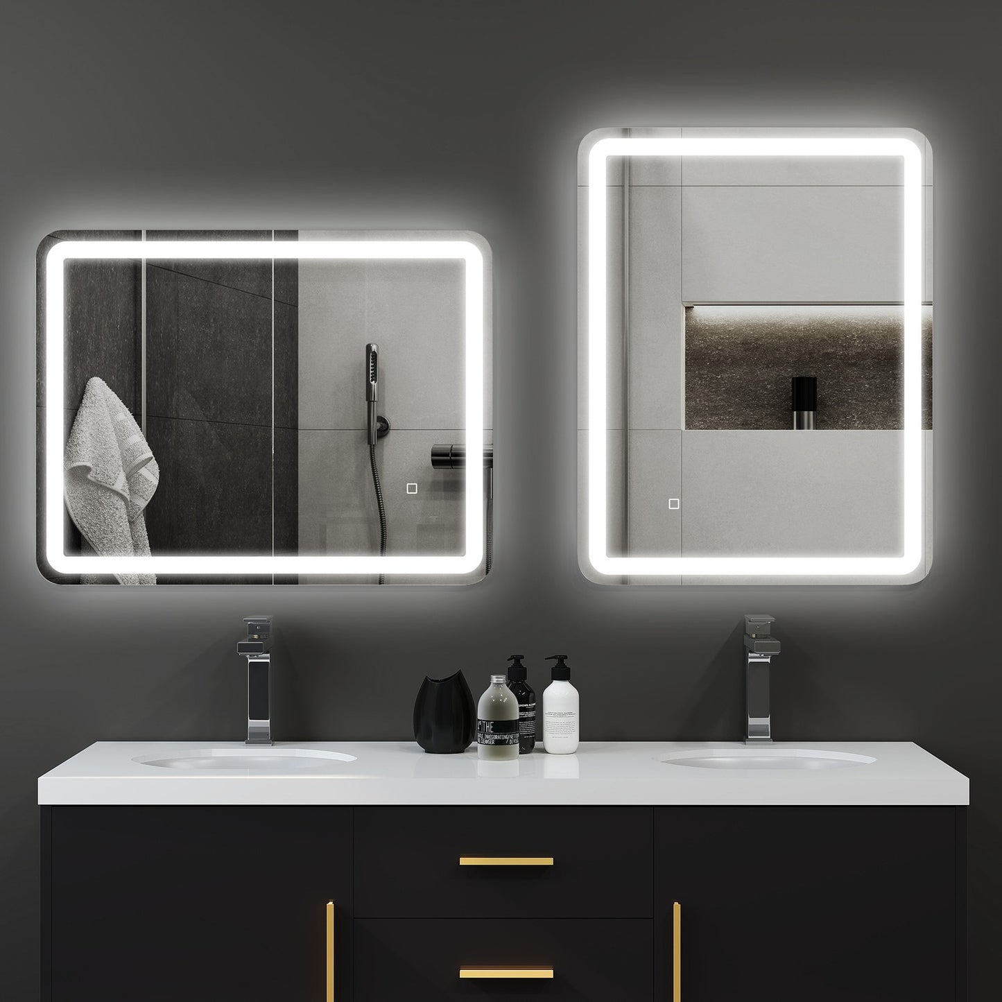 Illuminated Bathroom Mirror, Touch Control, Anti-Fog, 70x90 cm
