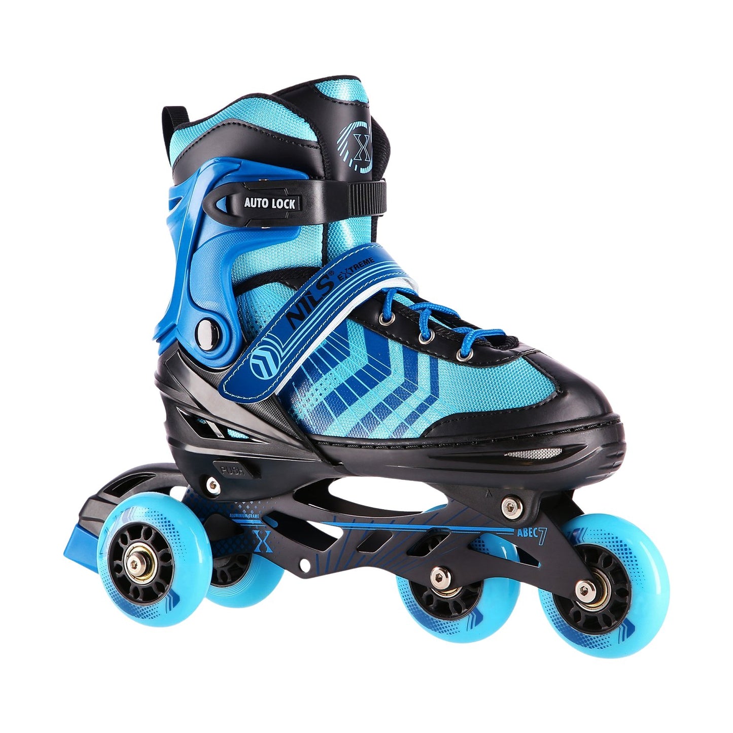 In-Line & Hockey Ice Skates, 4-in-1, Black-Blue, Size L (39-43)