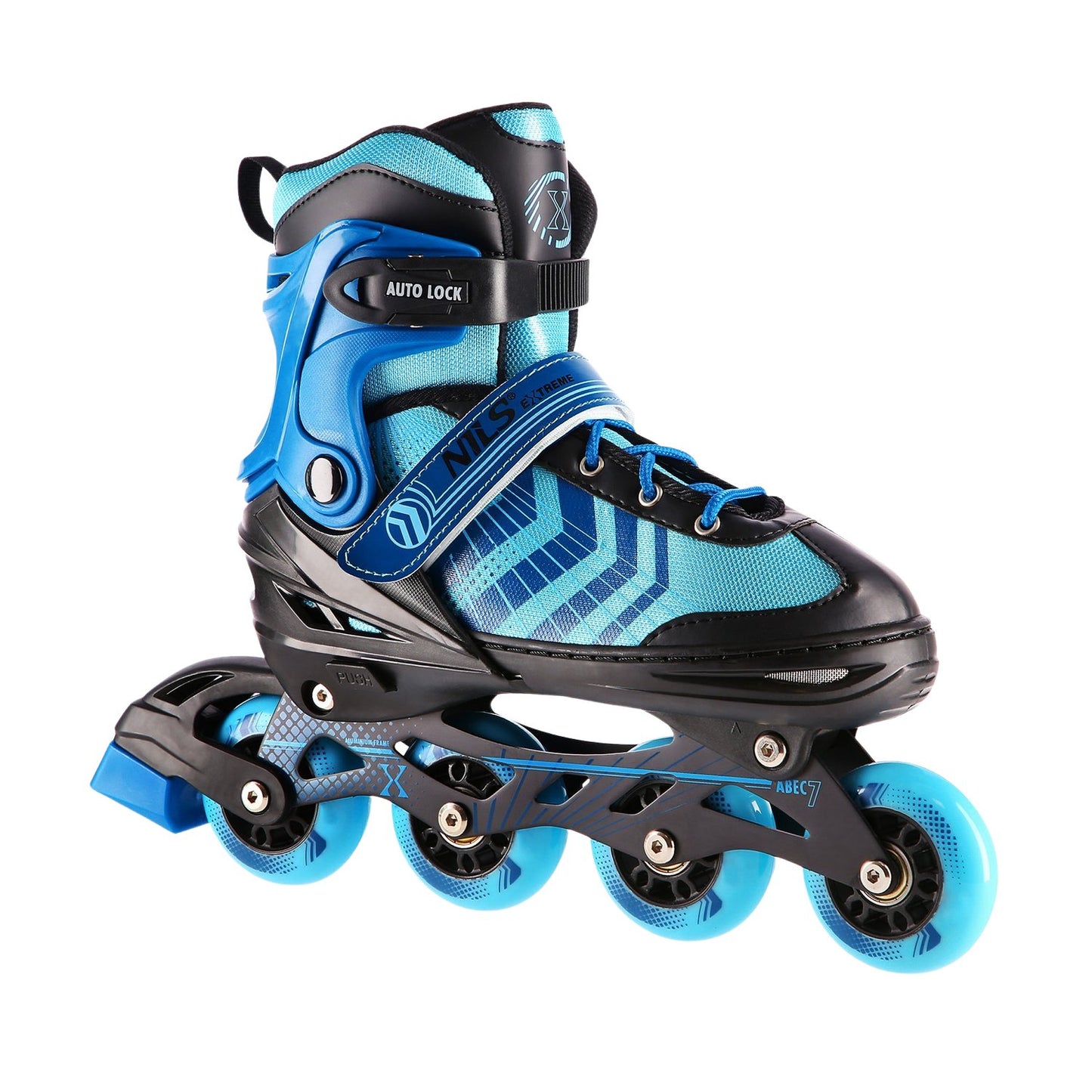 In-Line & Hockey Ice Skates, 4-in-1, Black-Blue, Size L (39-43)