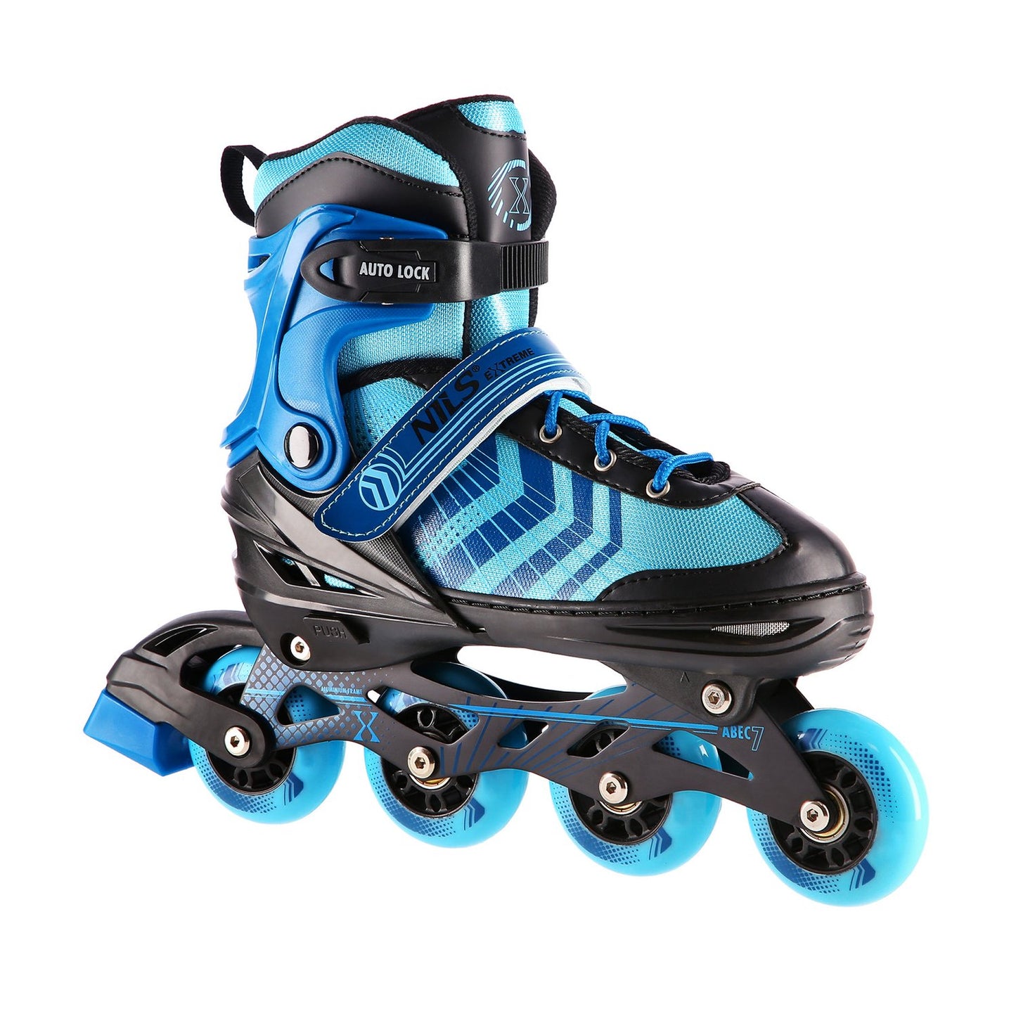 In-Line & Hockey Ice Skates, 4-in-1, Black-Blue, Size S