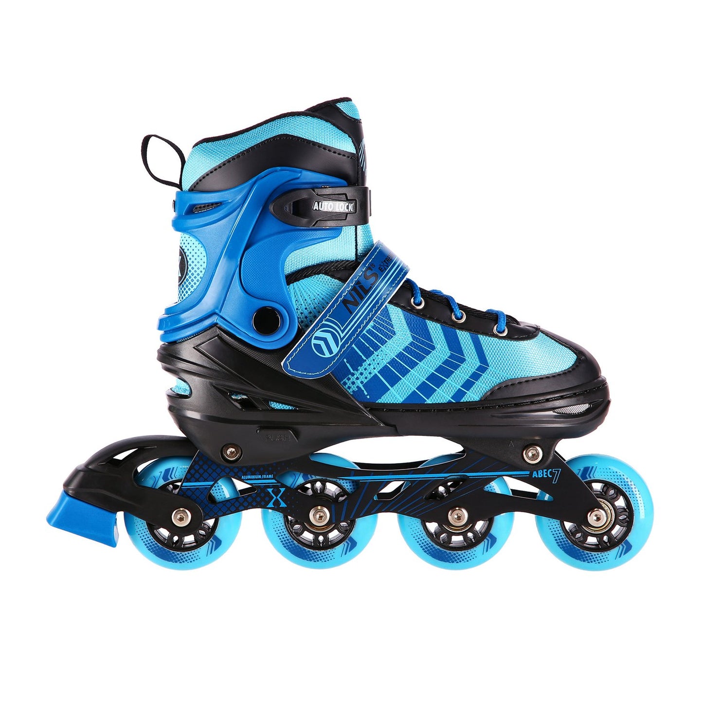 In-Line & Hockey Ice Skates, 4-in-1, Black-Blue, Size S