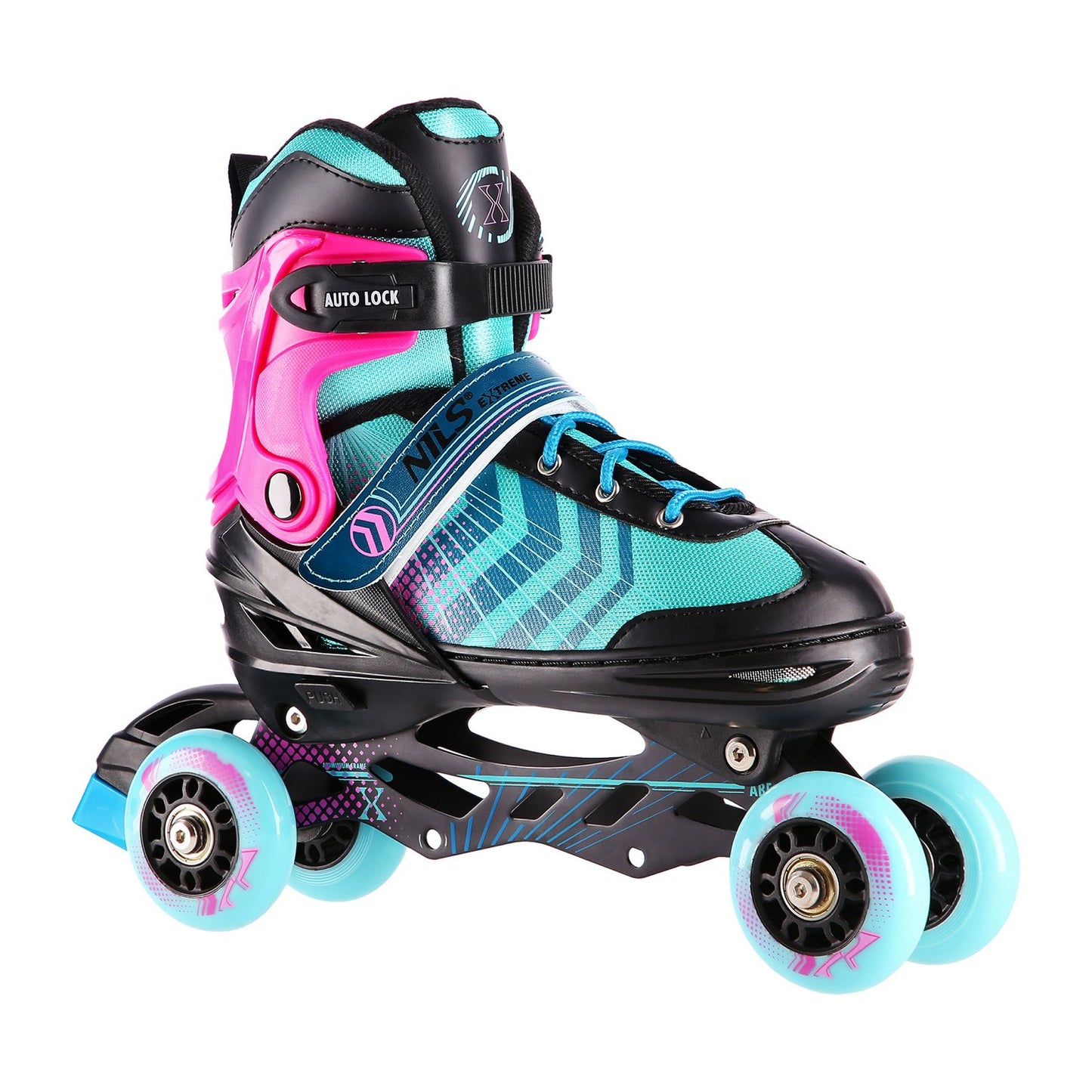 In-Line & Hockey Ice Skates, 4-in-1, Black-Violet, Size L (39-43)