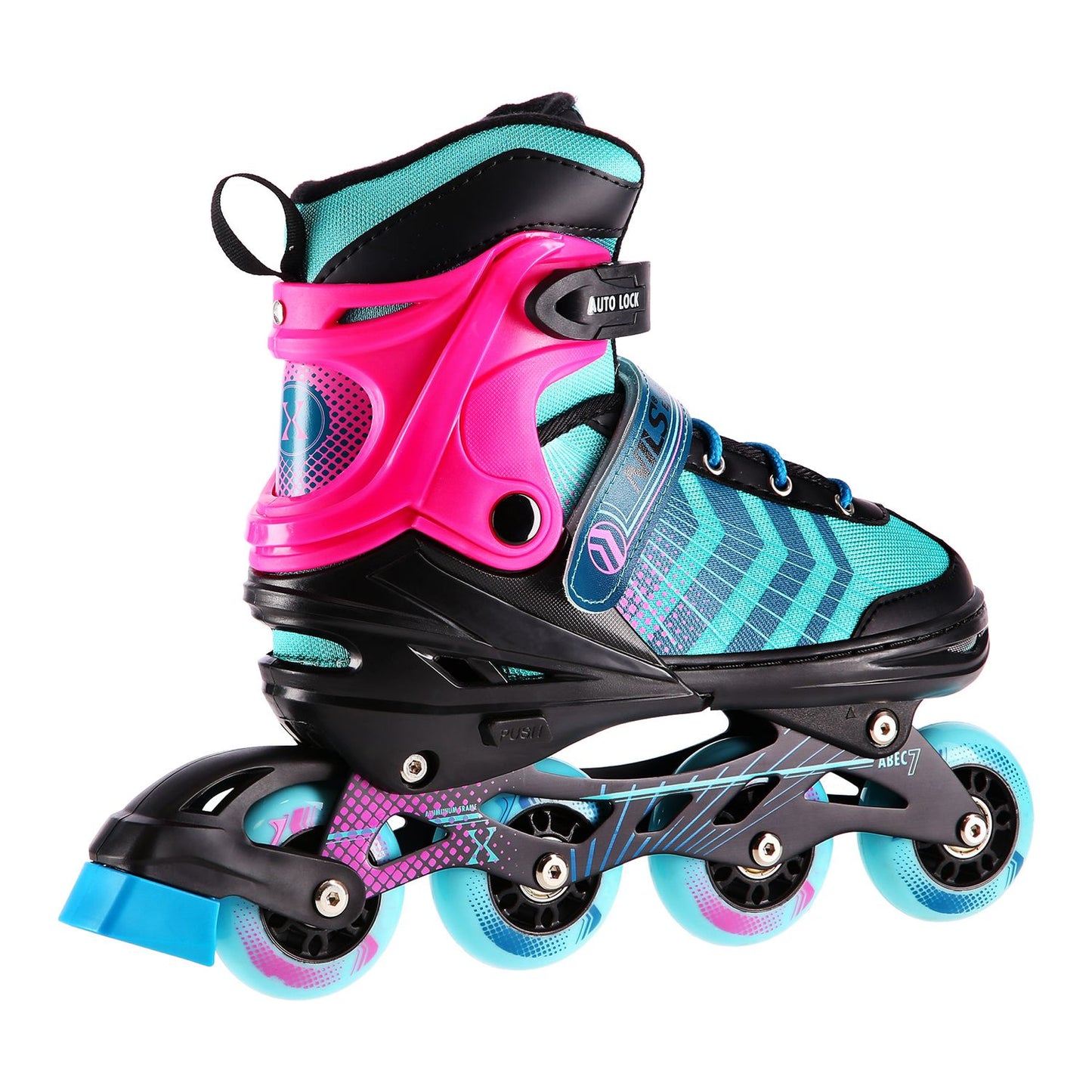 In-Line & Hockey Ice Skates, 4-in-1, Black-Violet, Size S