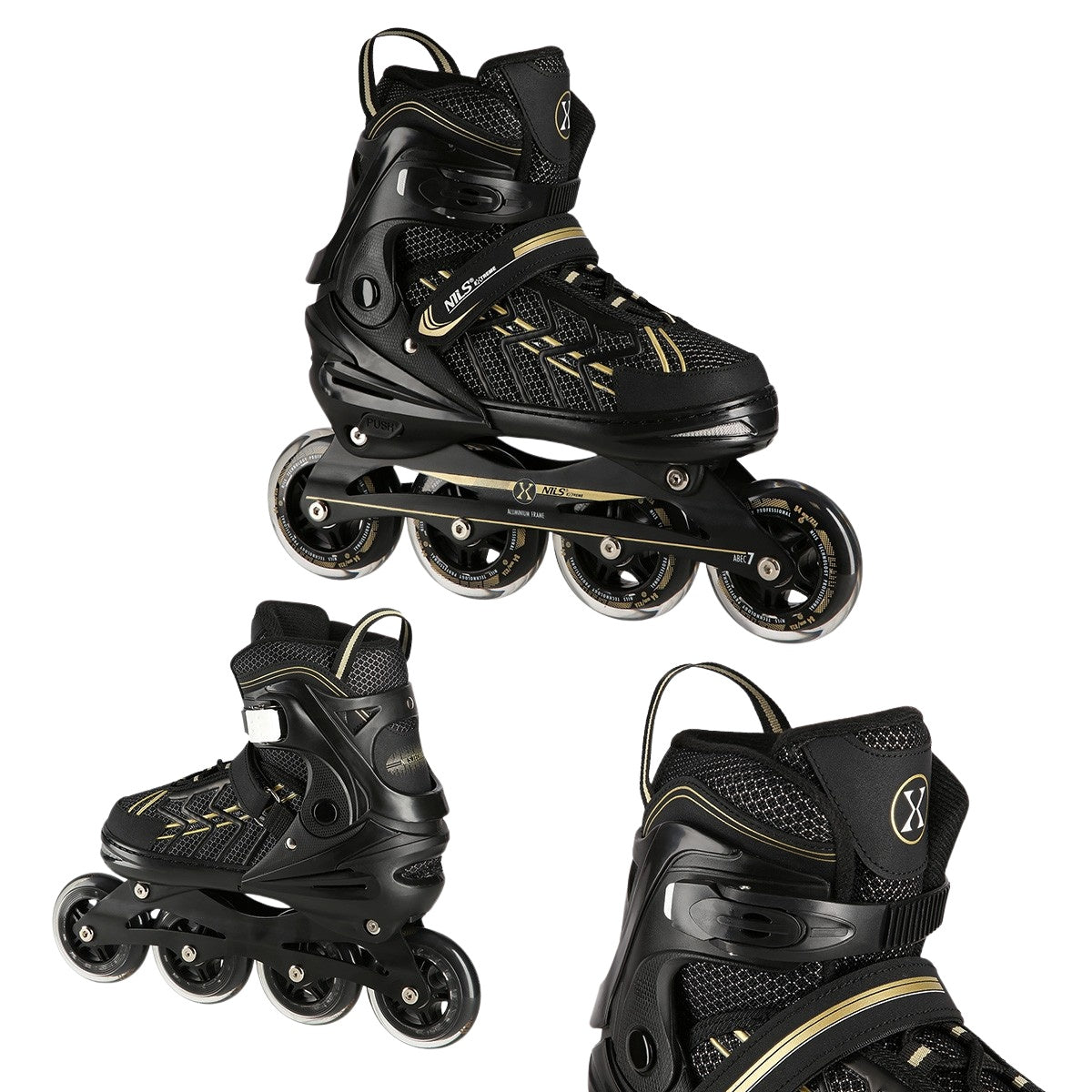 In-Line Skates, Black-Gold, Size L (39-42)