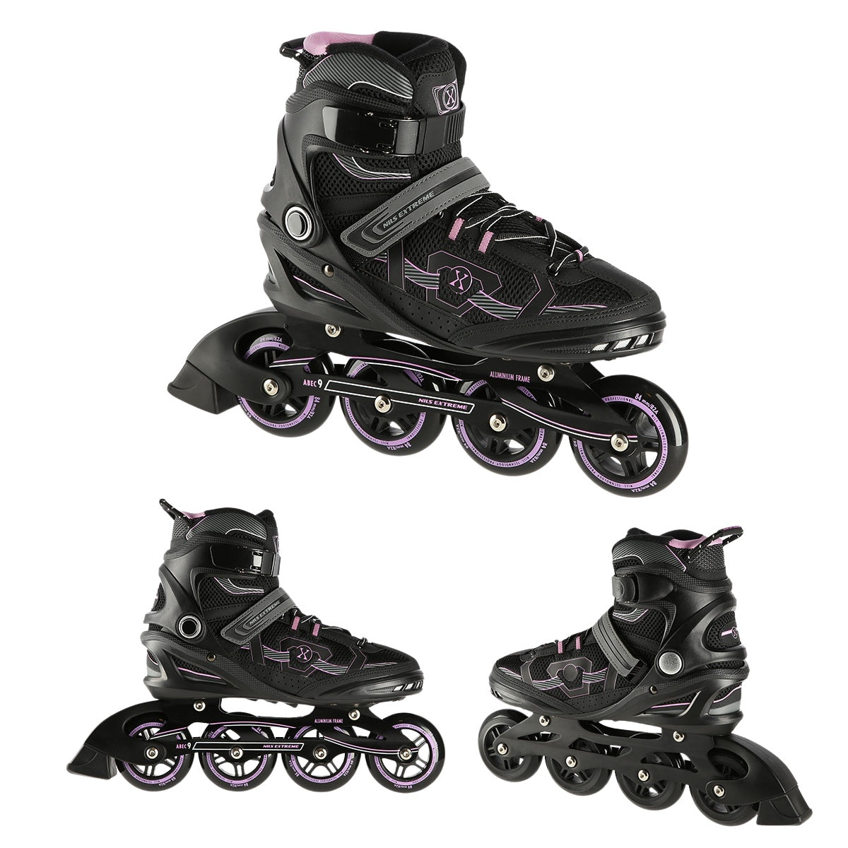 In-Line Skates, Black-Purple, Size 43