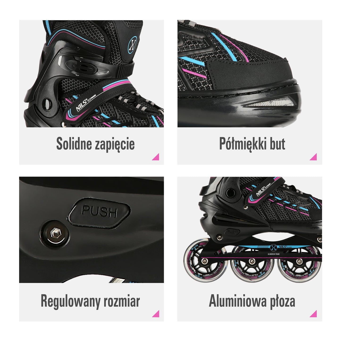 In-Line Skates, Black-Violet, Size L (39-42)
