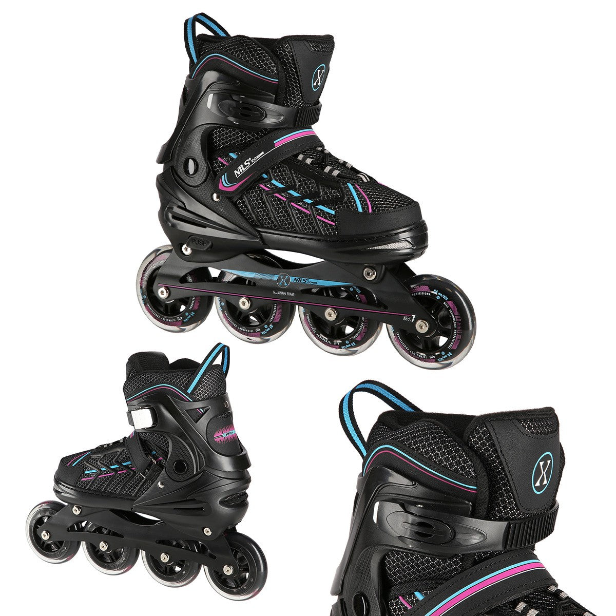In-Line Skates, Black-Violet, Size L (39-42)