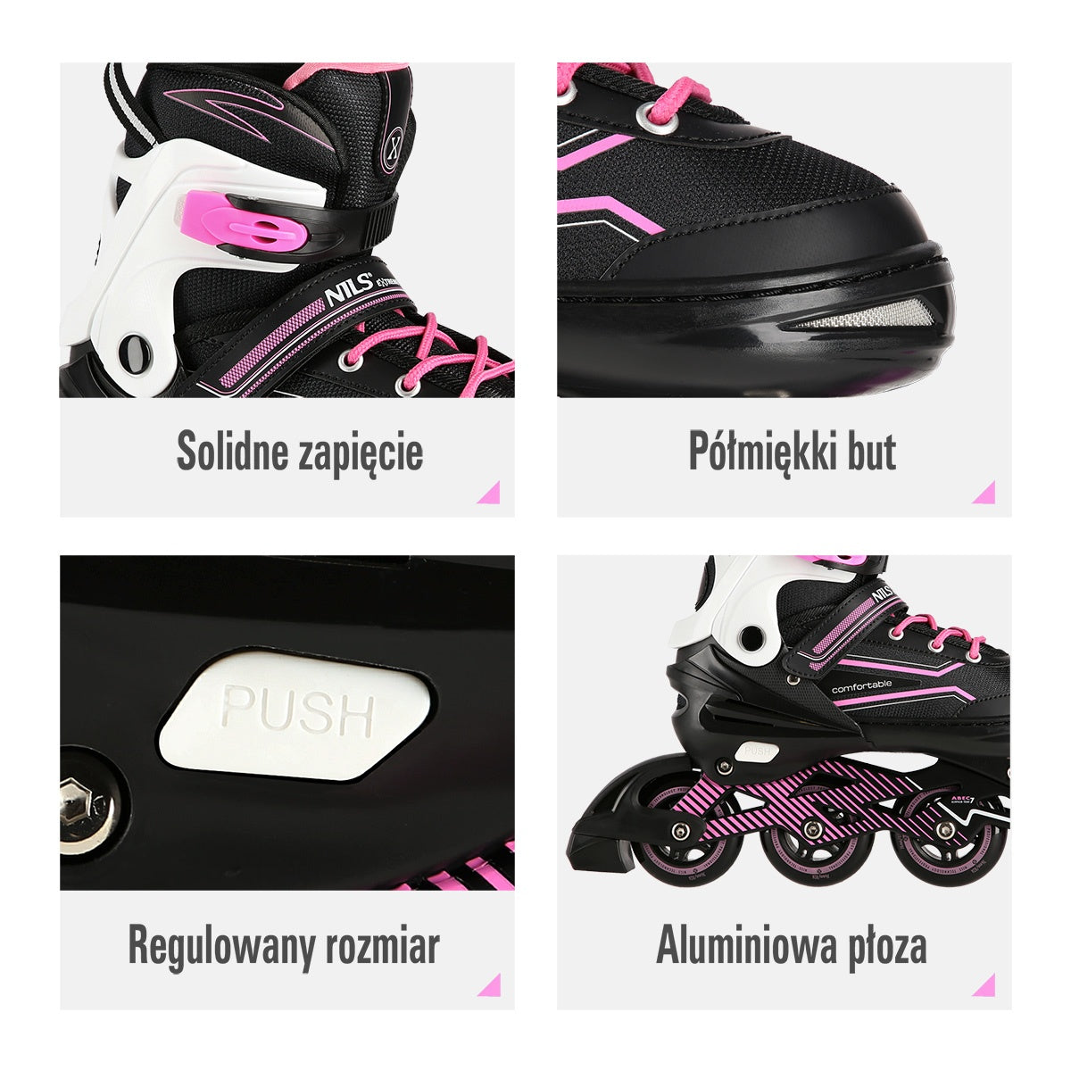 In-Line Skates, Pink, Size M (35-38)