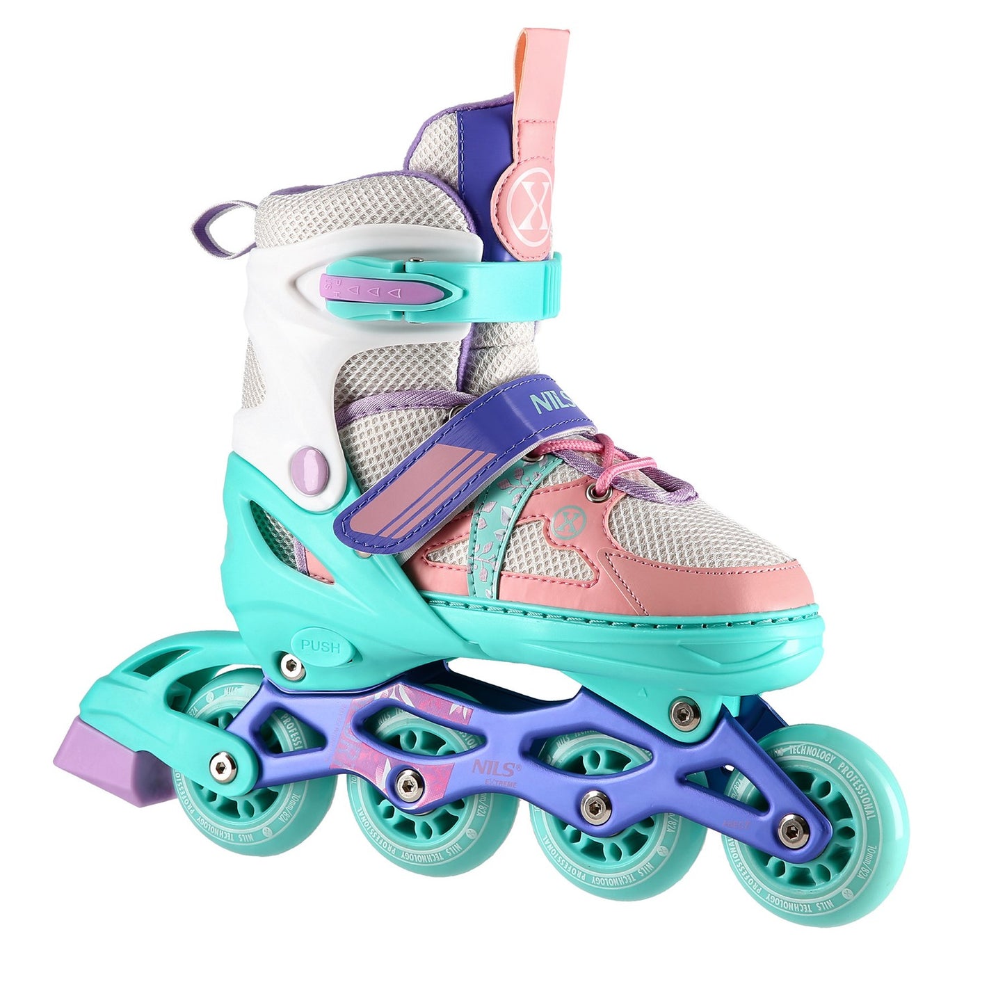 In-Line Skates, White-Mint, Size S (31-34)