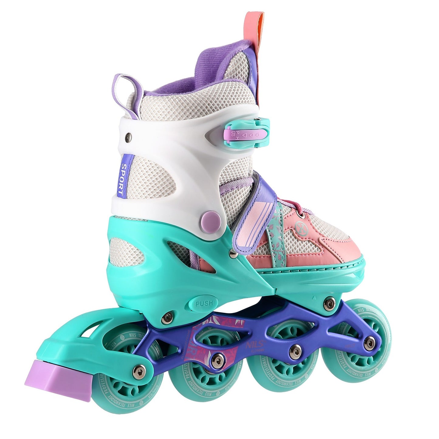 In-Line Skates, White-Mint, Size S (31-34)