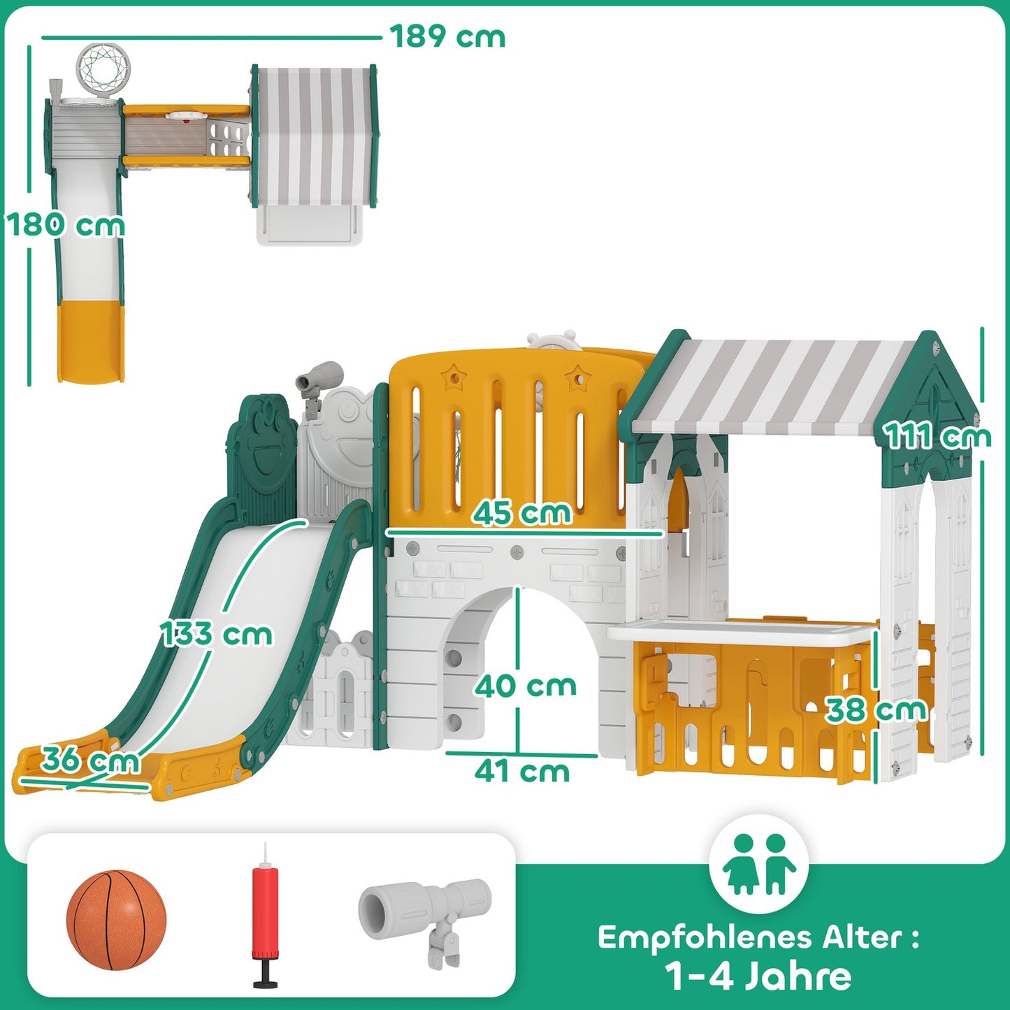 Indoor 7-in-1 Slide & Playset, Ages 1-4, Yellow/Green