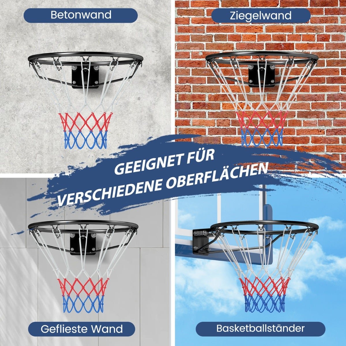 Indoor Basketball Hoop – 45cm, Wall-Mount, Shock-Absorbing