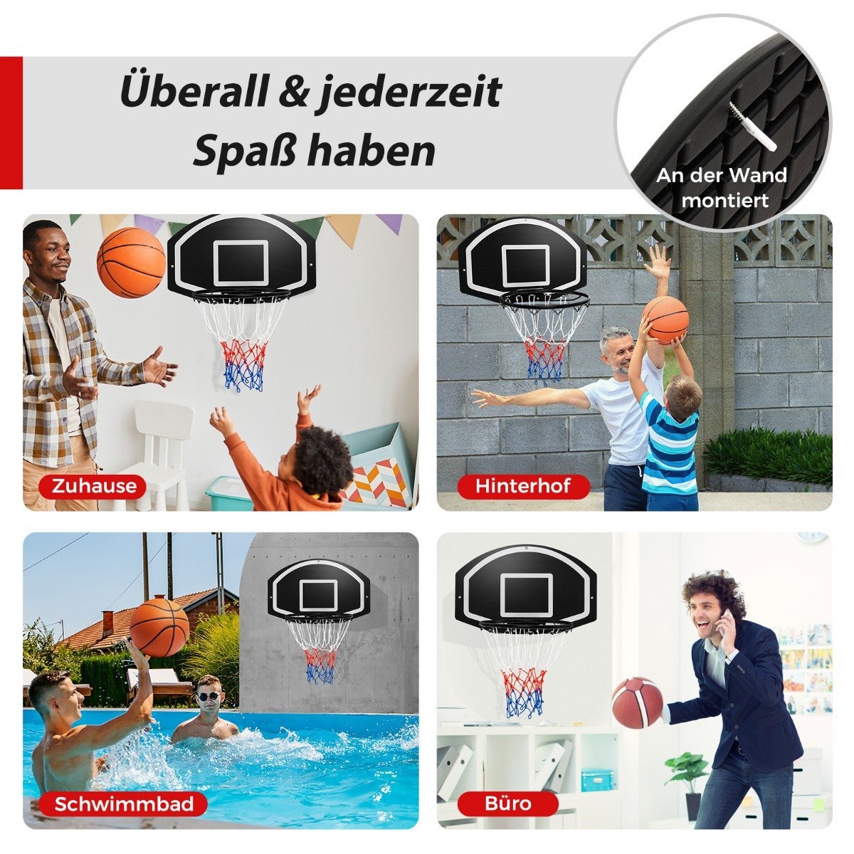 Indoor Basketball Hoop – 72x45.5cm Shatterproof Backboard